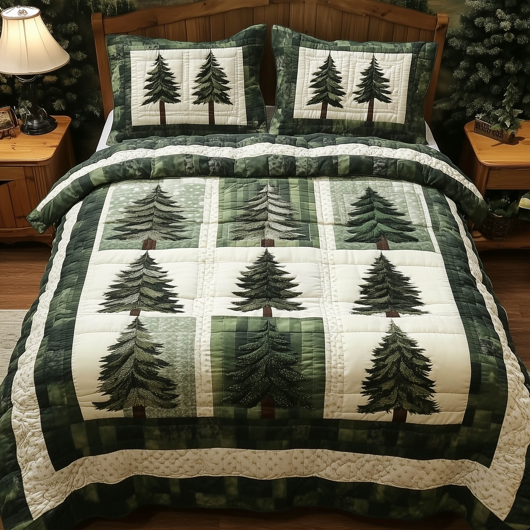 Forest Tree Quilted Bedding Set Forest Tree Palette Gift For Forest Friends - Tradiviet