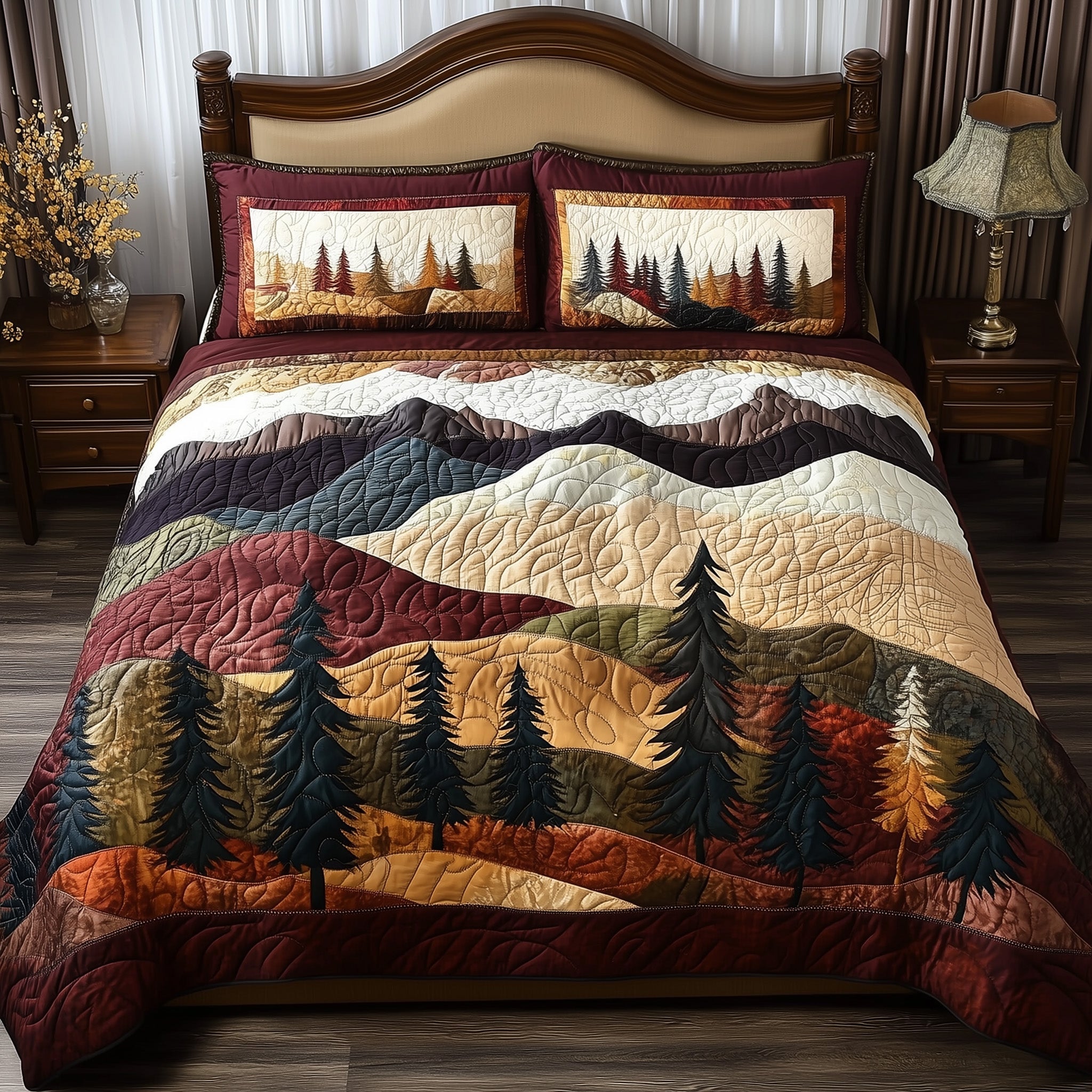 Forest Vibe Quilted Bedding Set Forest Vibe Cabin Gift For Forest Lovers - Tradiviet