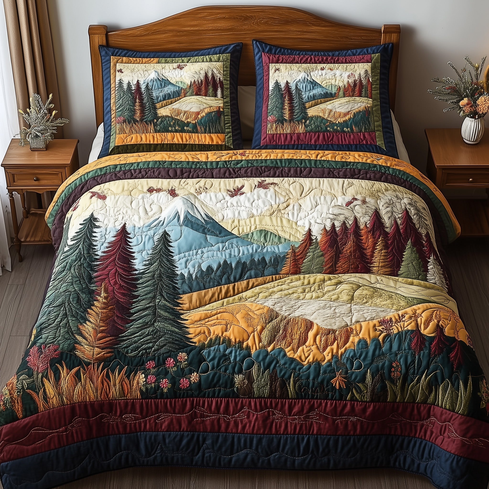 Forest Vibe Quilted Bedding Set Forest Vibe Splendor Gift For Vibe - Tradiviet