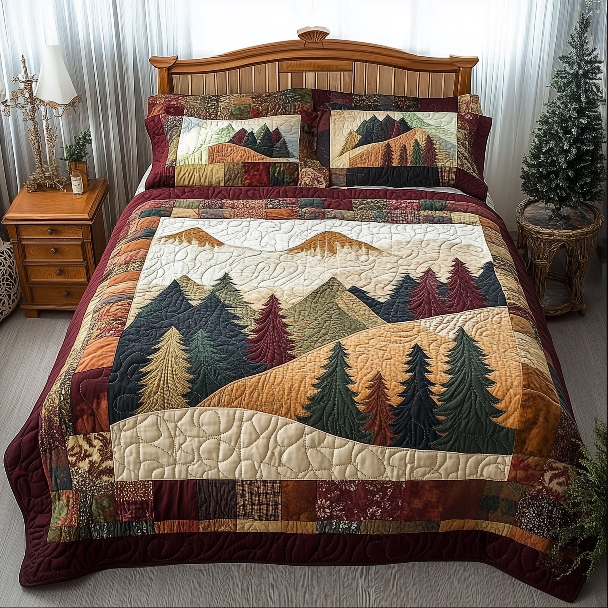Forest Vibe Quilted Bedding Set Forest Vibe Sunrise Gift For Vibe Lovers - Tradiviet