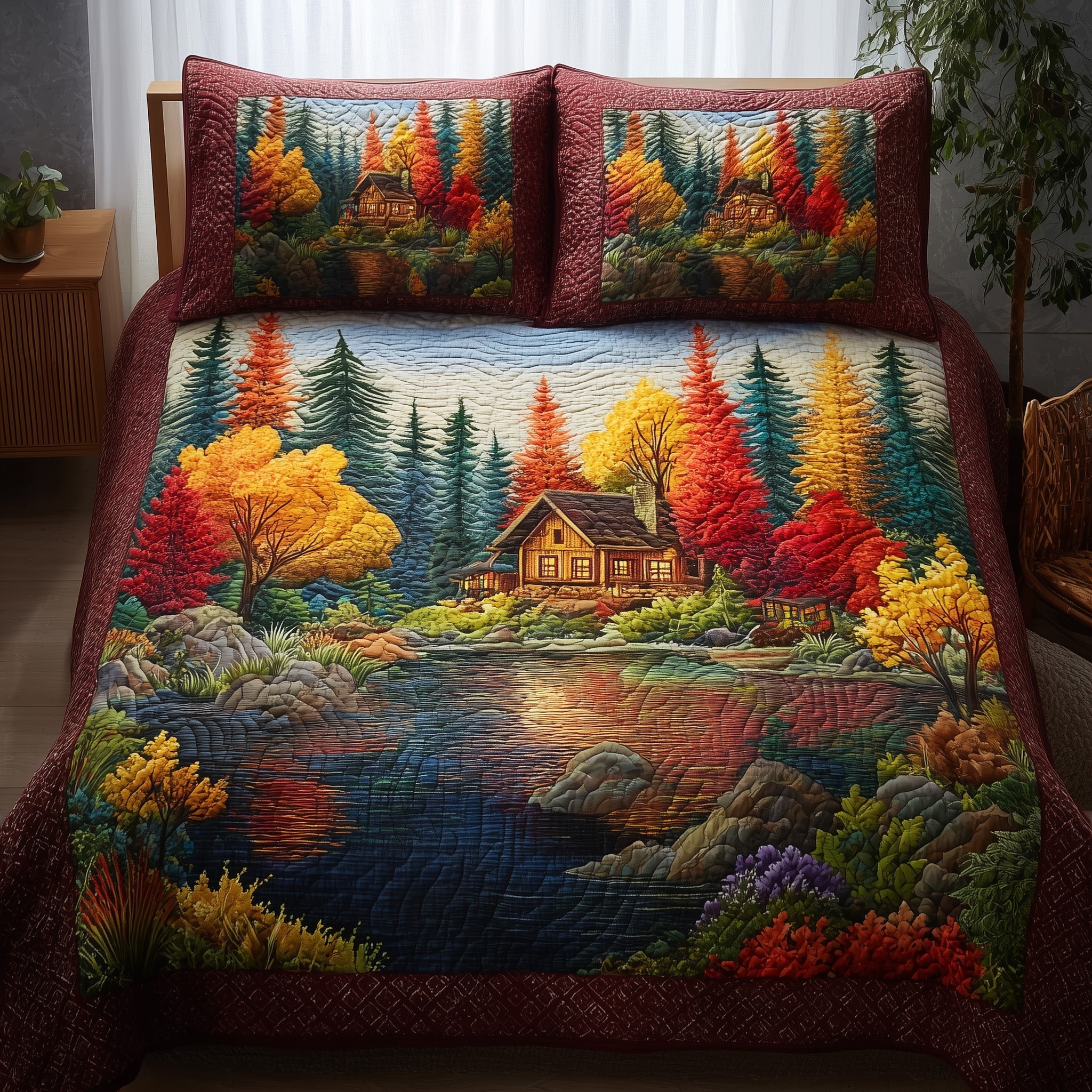 Forest Vibe Quilted Bedding Set Forest Vibe Textile Gift For Vibe Sister - Tradiviet