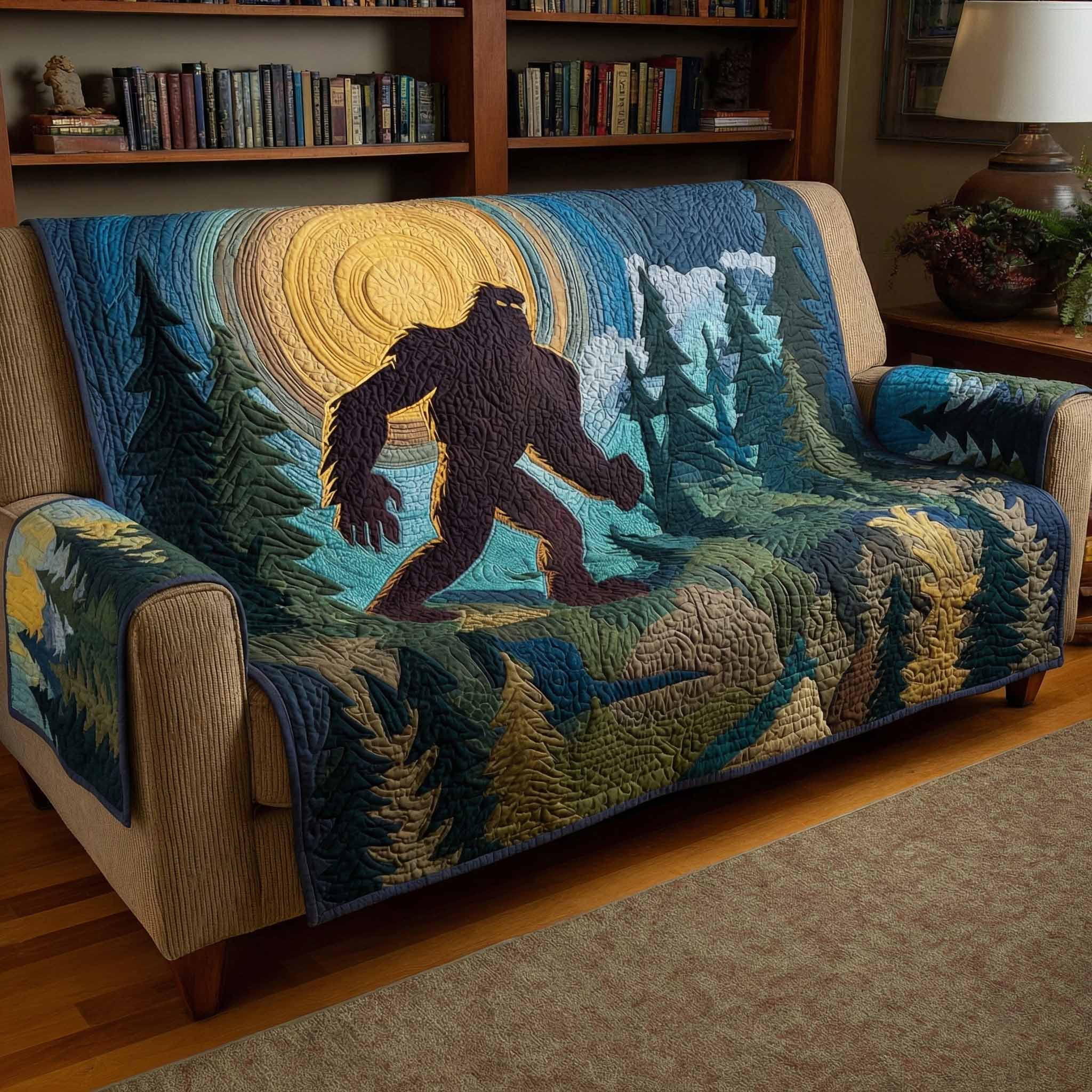 Forest Walker Quilted Sofa Cover Sofa And Seat Covers Bigfoot Novelty Gifts - Tradiviet