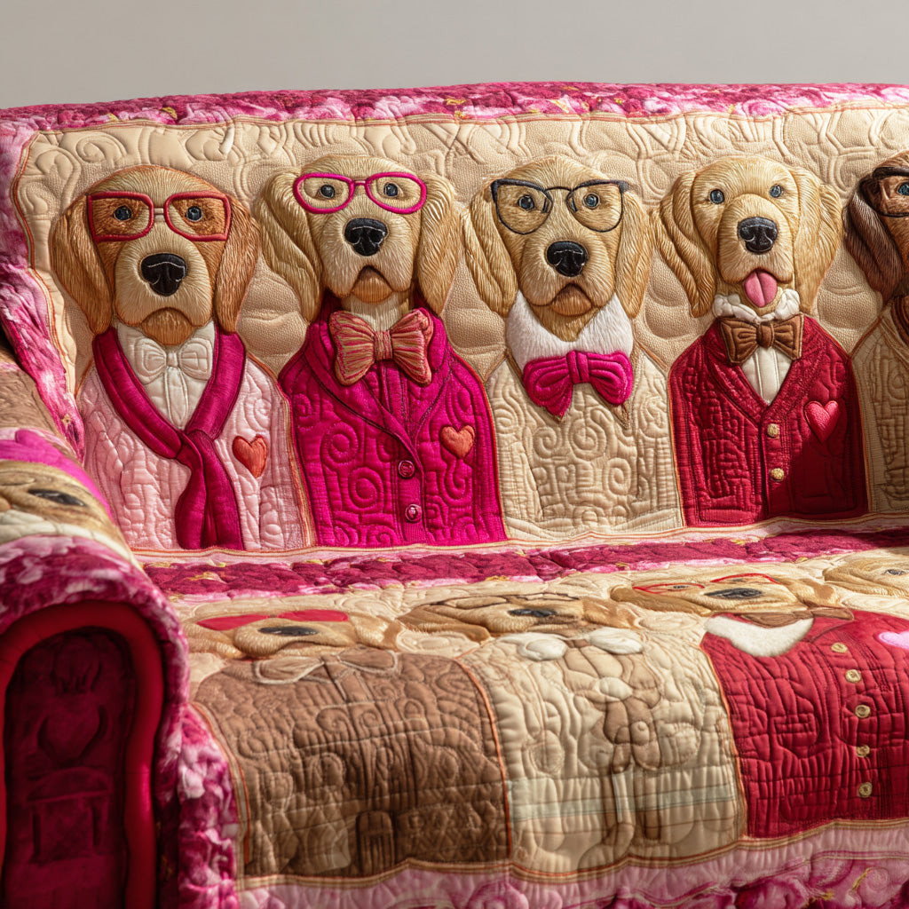 Forever Golden Quilted Sofa Cover Couch Slipcovers Good Presents For Dog Lovers - Tradiviet