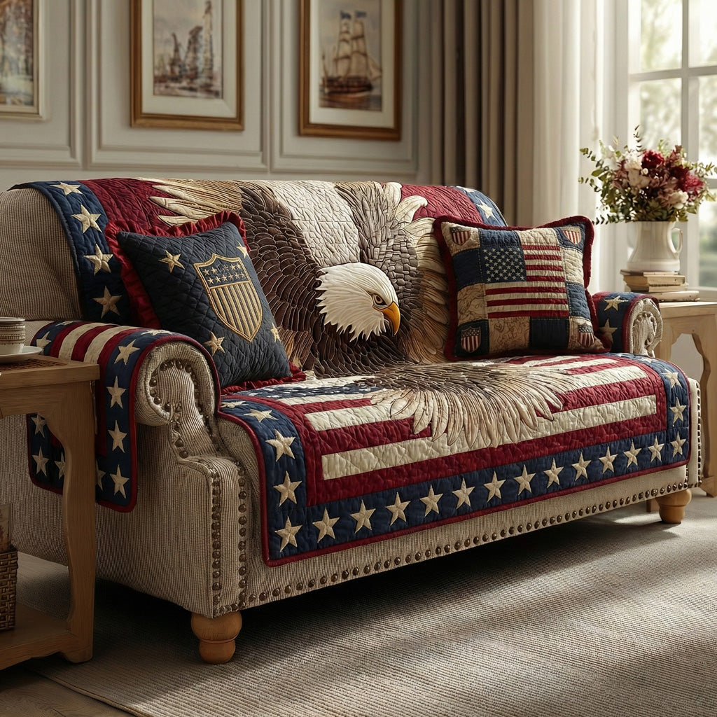 Freedom Blooms Quilted Sofa Cover Boho Room Decor Home Gift For Her - Tradiviet