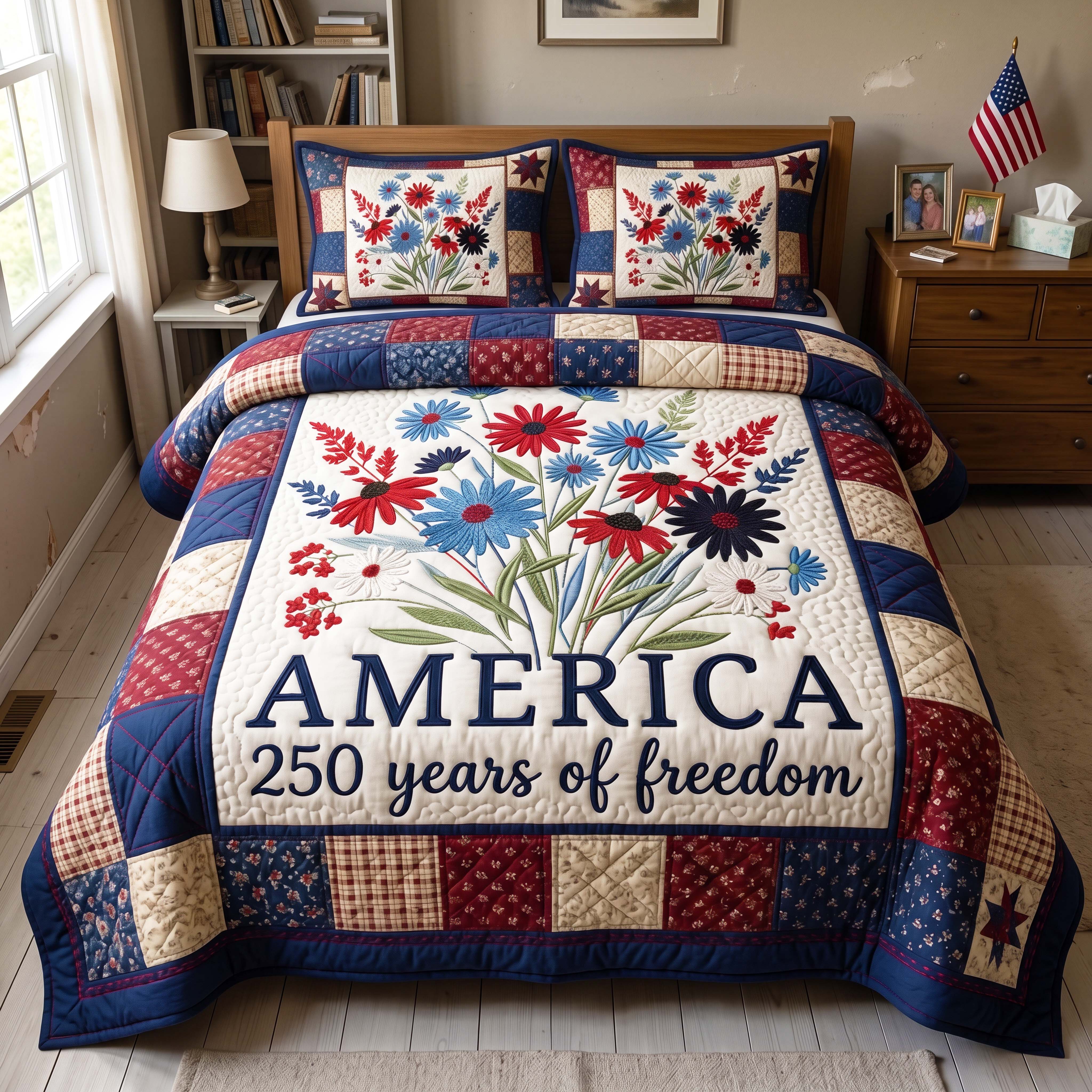 Freedom Bouquet Quilted Bedding Set Freedom Bouquet Nautical Gift For Freedom Bouquet - Tradiviet