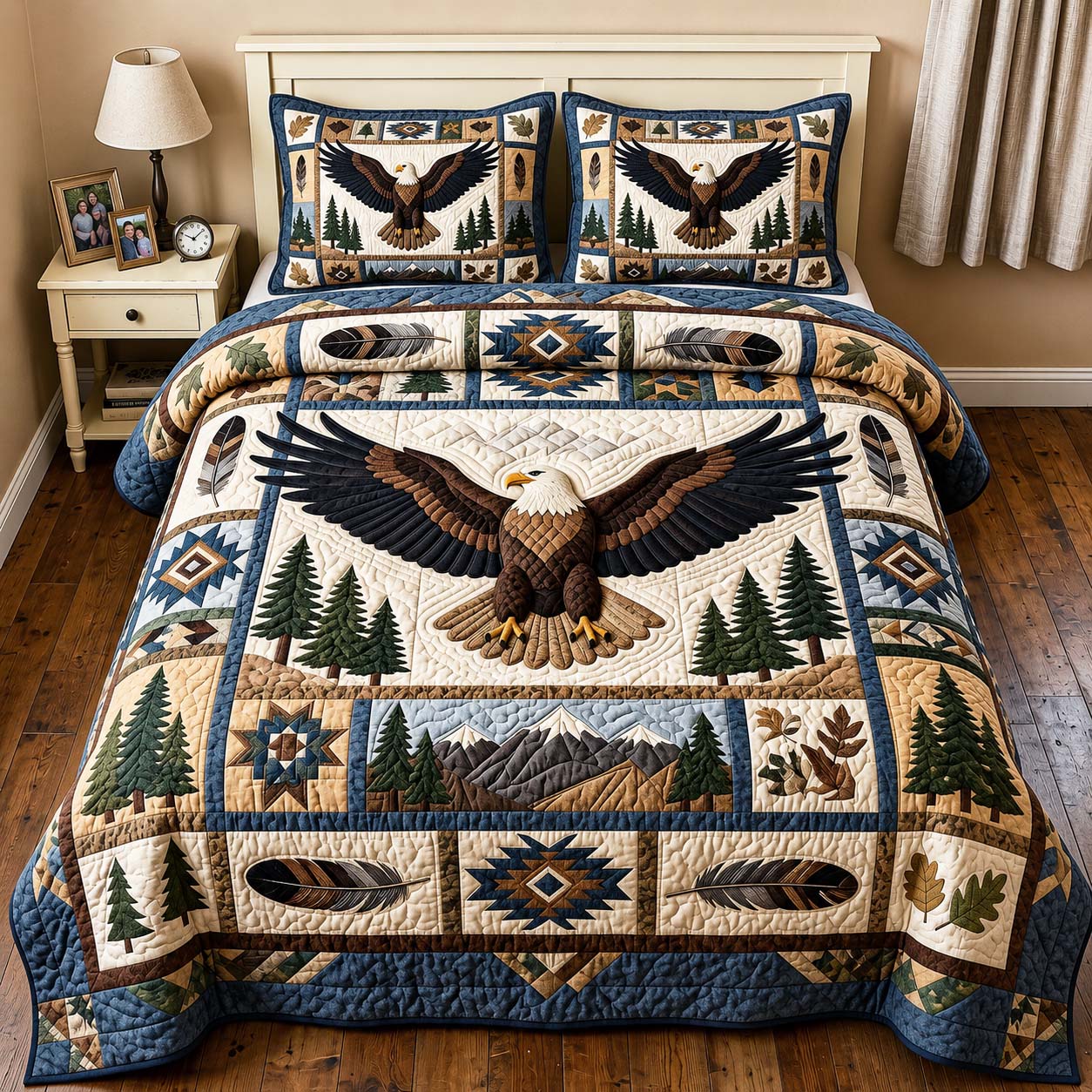 Freedom Eagle Quilted Bedding Set Freedom Eagle Feature Gift For Freedom Eagle - Tradiviet