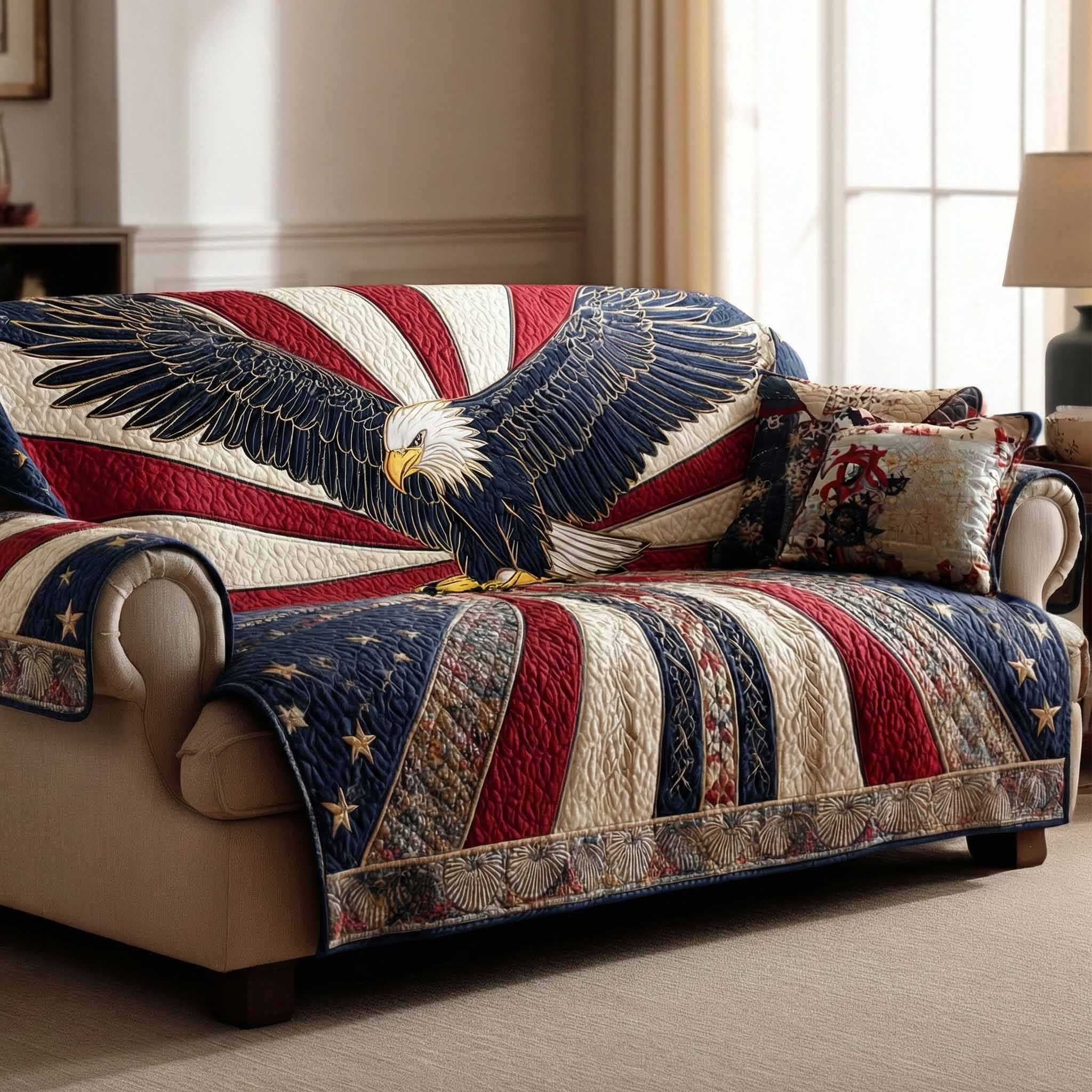 Freedom Flight Quilted Sofa Cover House Room Decor Cool Room Decor Gifts - Tradiviet