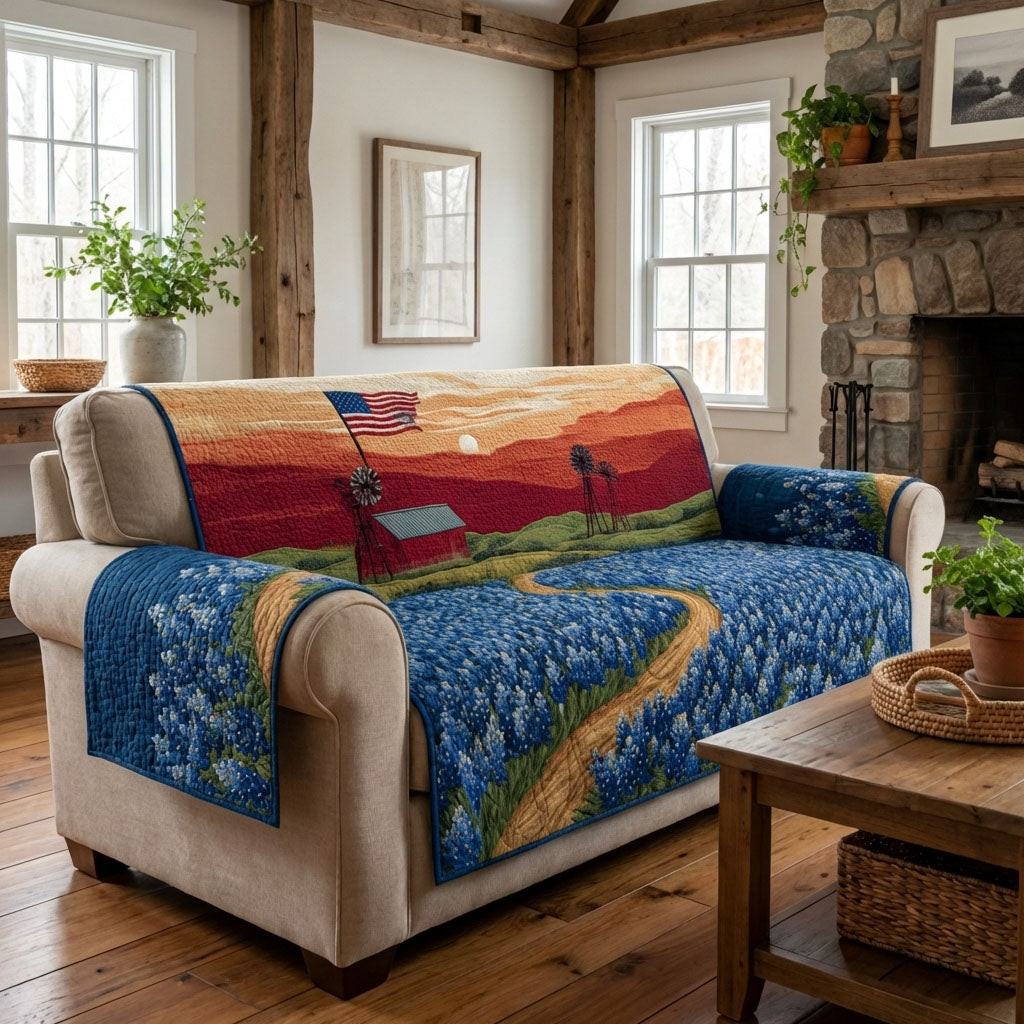 Freedom Flora Quilted Sofa Cover Great Couch Covers Unique 4Th Of July Gifts - Tradiviet