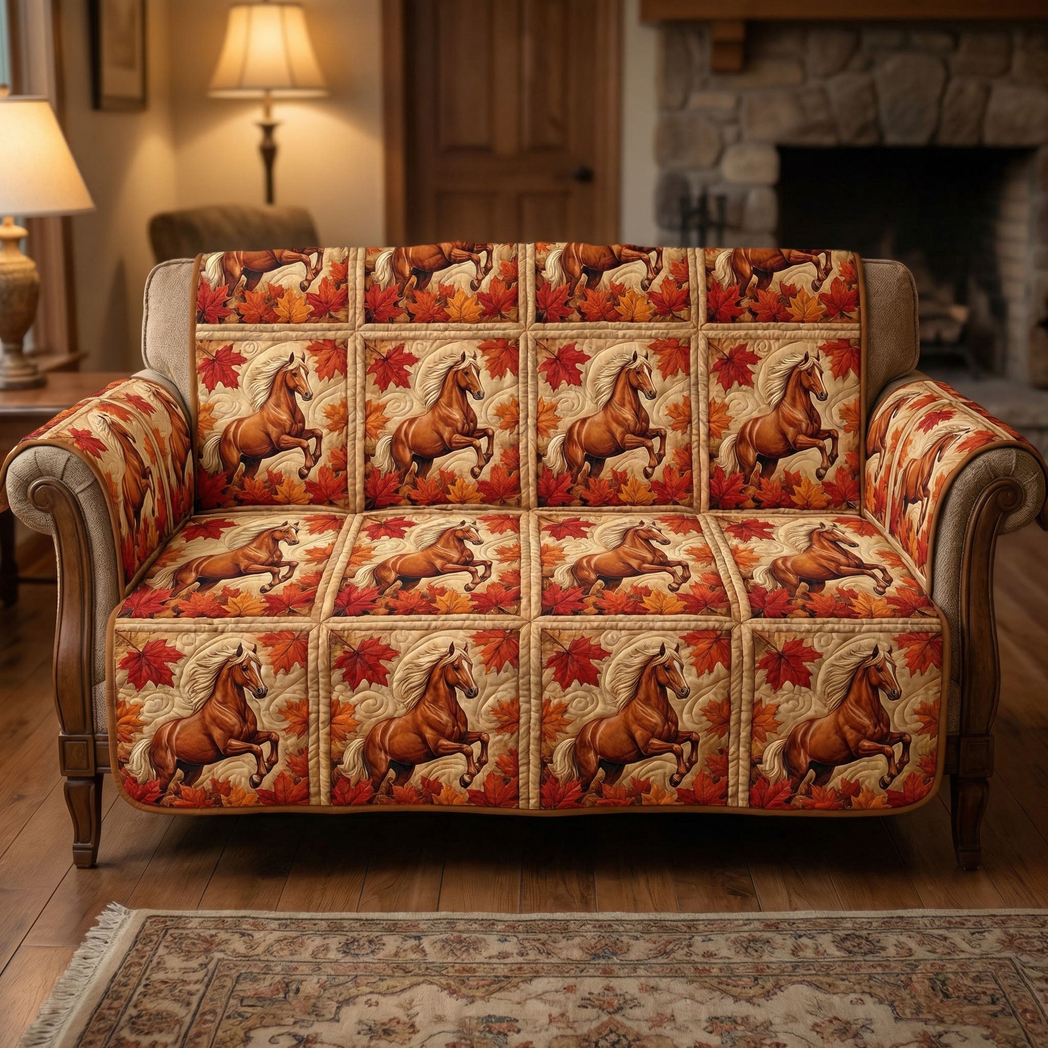 Freedom Gallop Quilted Sofa Cover Cozy Home Room Decor Home Lover Gift Ideas - Tradiviet