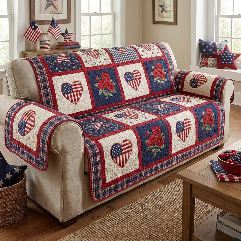 Freedom Garden Quilted Sofa Cover Natural Home Room Decor Room Gift For Him - Tradiviet