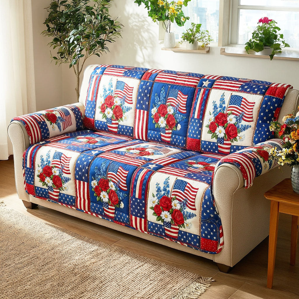 Freedom Garden Quilted Sofa Cover Nice Couch Covers Meaningful Gifts For Mom - Tradiviet