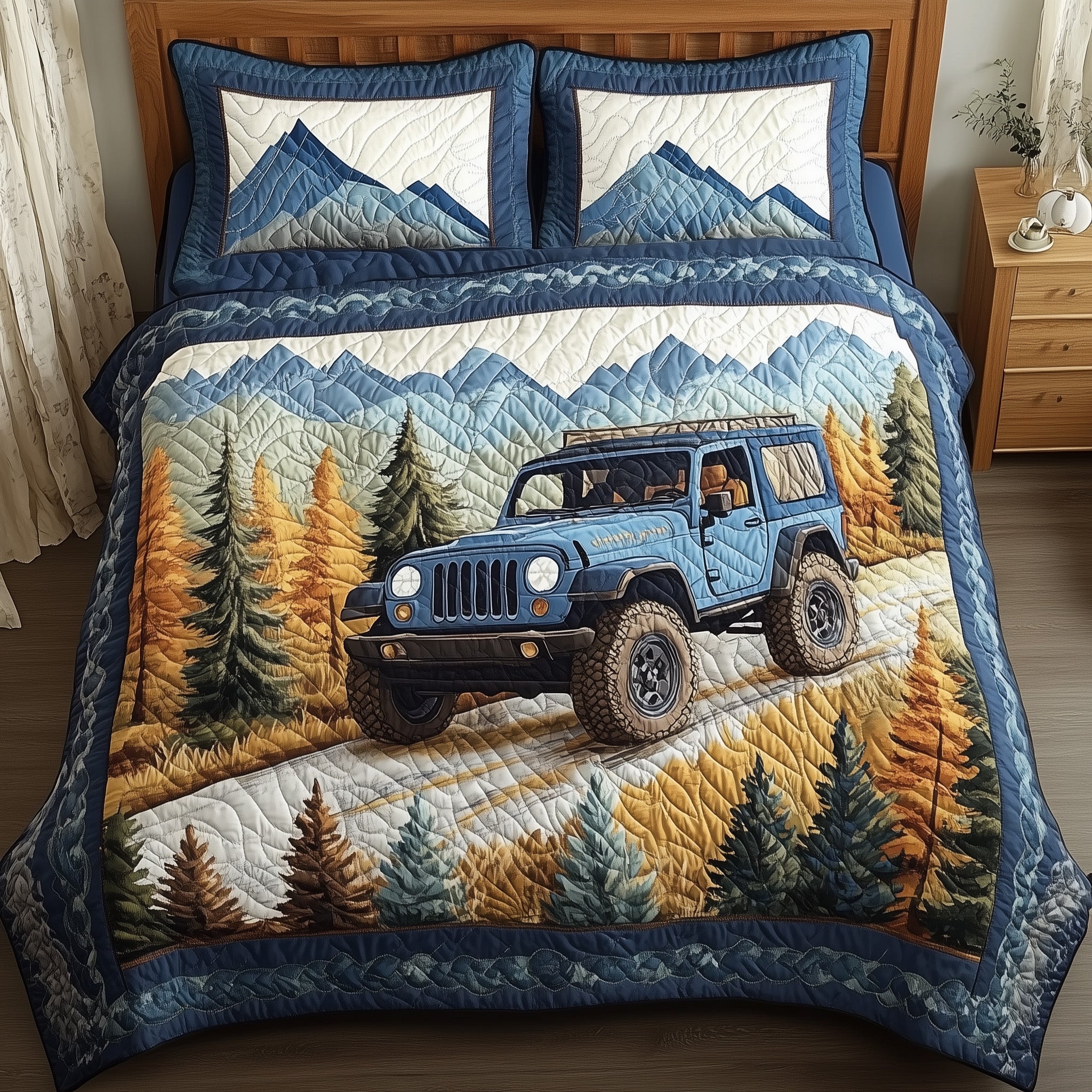 Freedom on Wheels Quilted Bedding Set Freedom Wheels Aura Gift For Freedom - Tradiviet