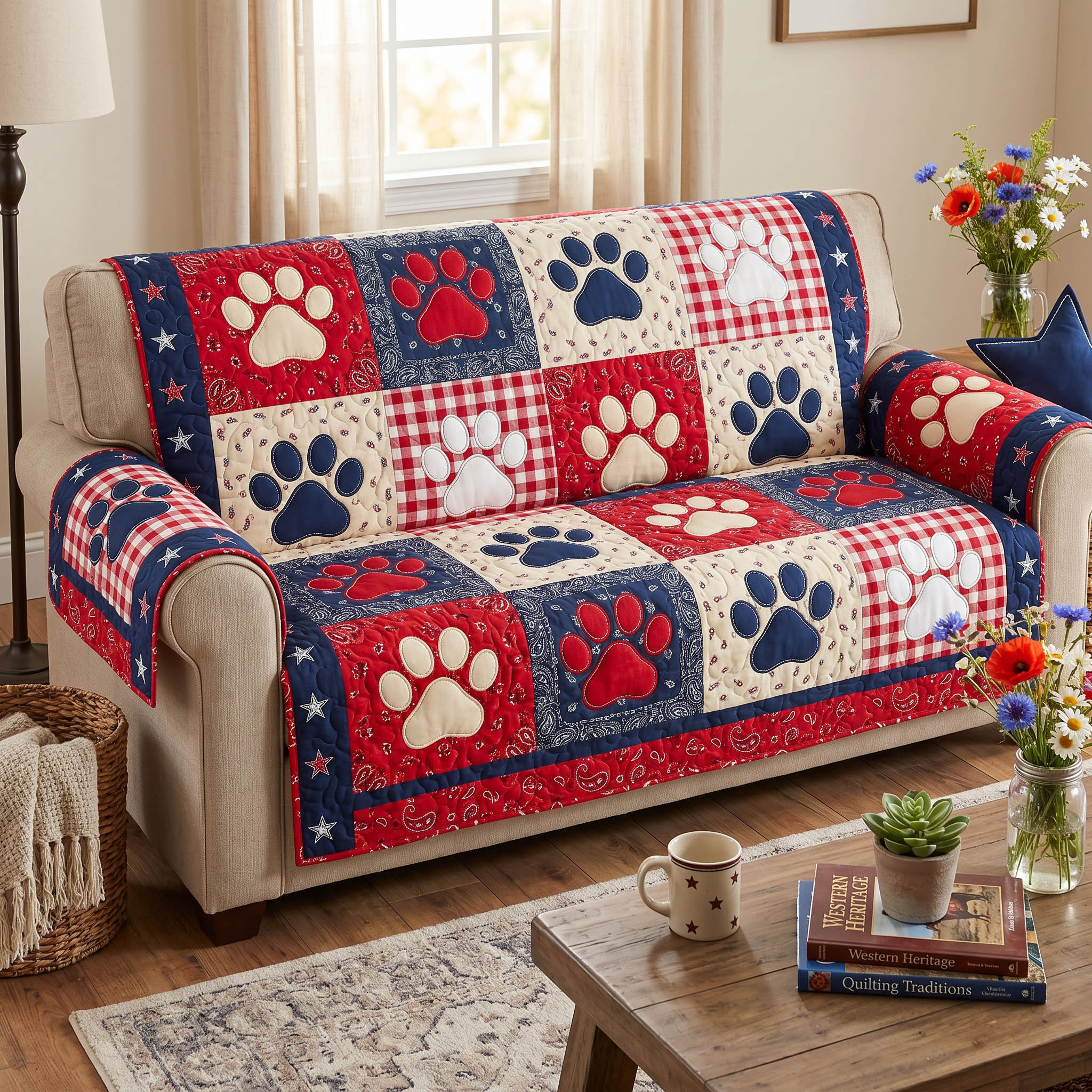 Freedom Paws Quilted Sofa Cover Modern Home Room Decor Cute Room Decor Finds - Tradiviet