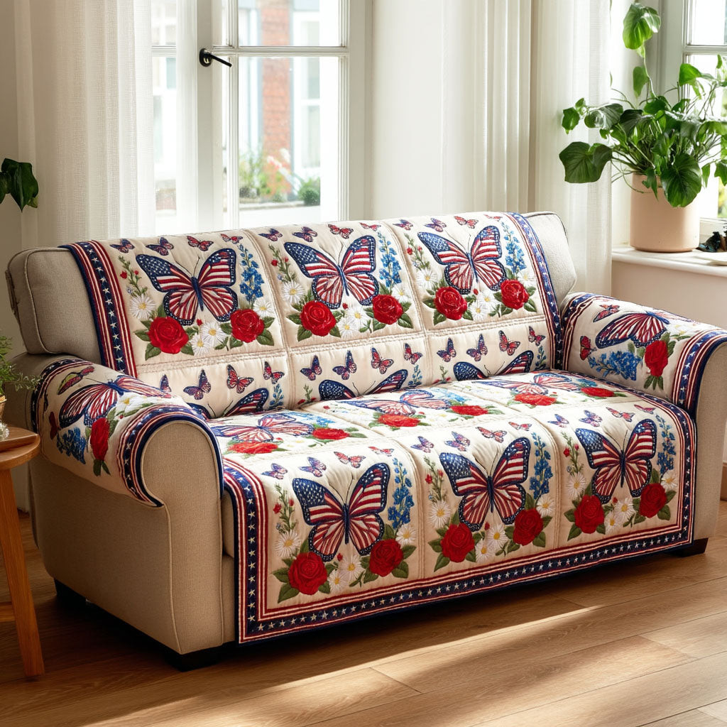 Freedom Vibes Quilted Sofa Cover Best Couch Slipcovers Luxury Mother's Day Gifts - Tradiviet