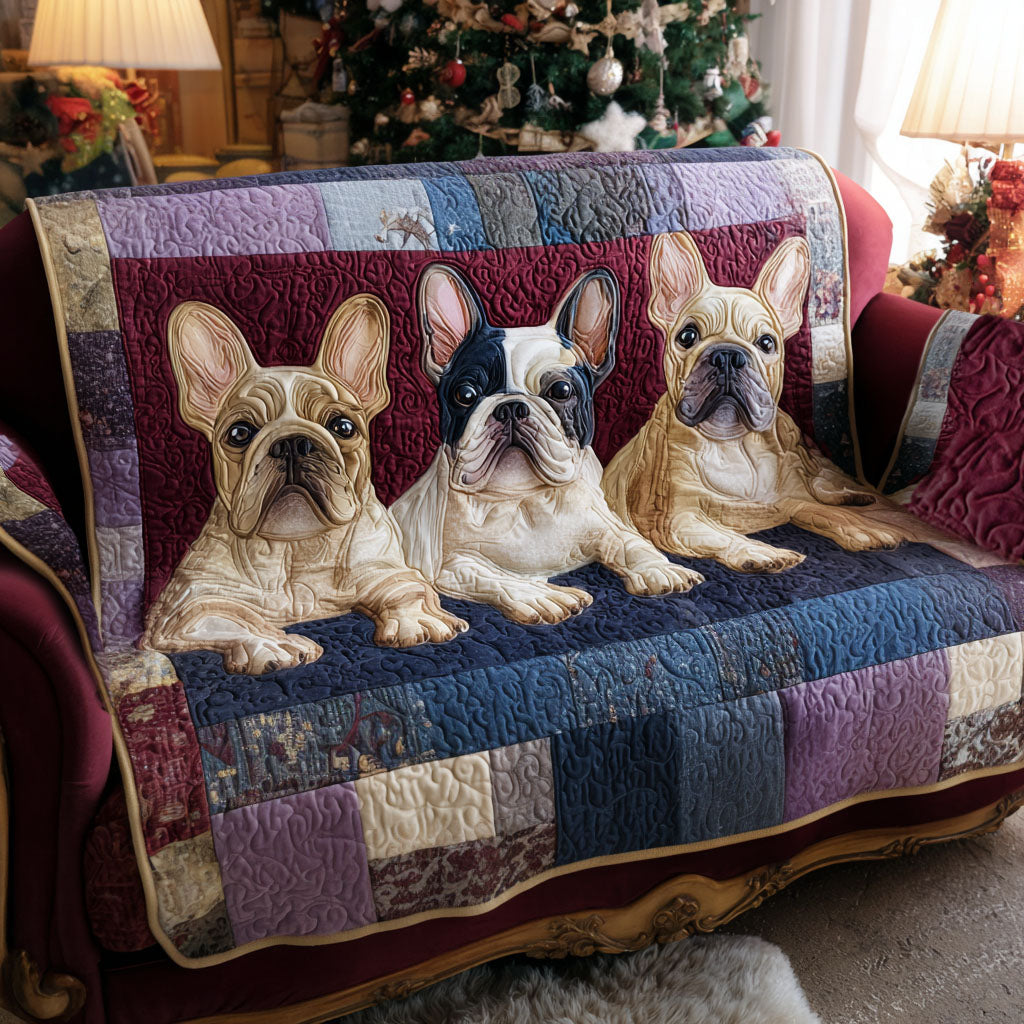 Frenchie Love Quilted Sofa Cover Seasonal Home Room Decor Gift For Room Lovers - Tradiviet