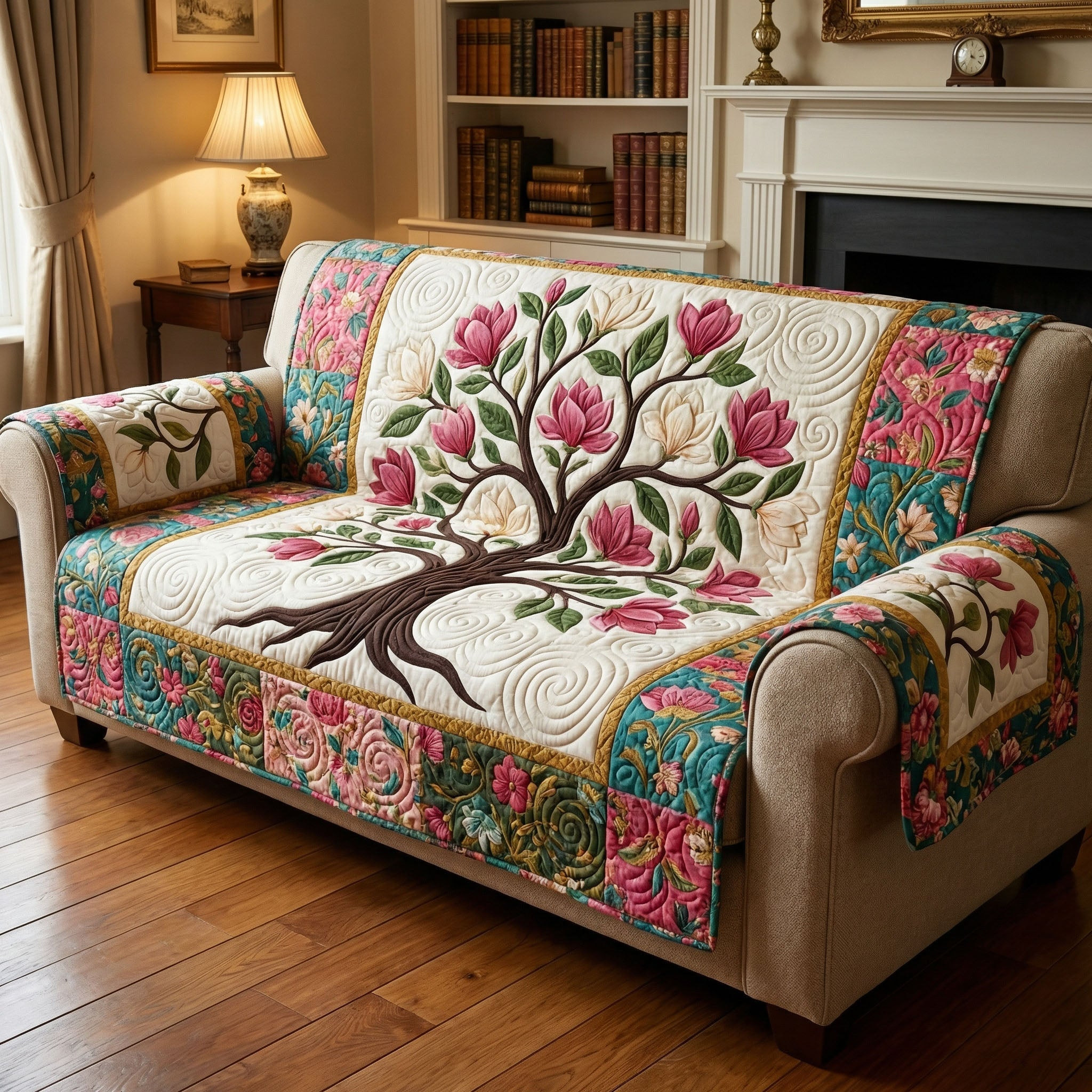 Fresh Magnolia Quilted Sofa Cover Sofa Blanket Cover Gift Ideas For Mother In Law - Tradiviet