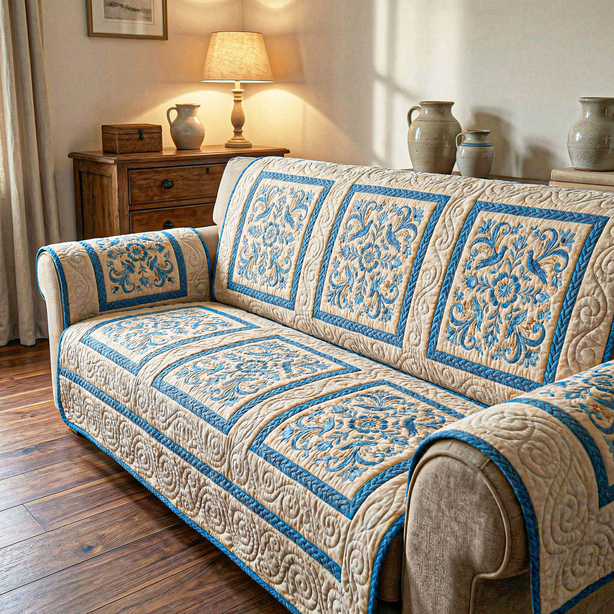 Fresh Petals Quilted Sofa Cover Best Slipcovers Birthday Presents For Mom Ideas - Tradiviet