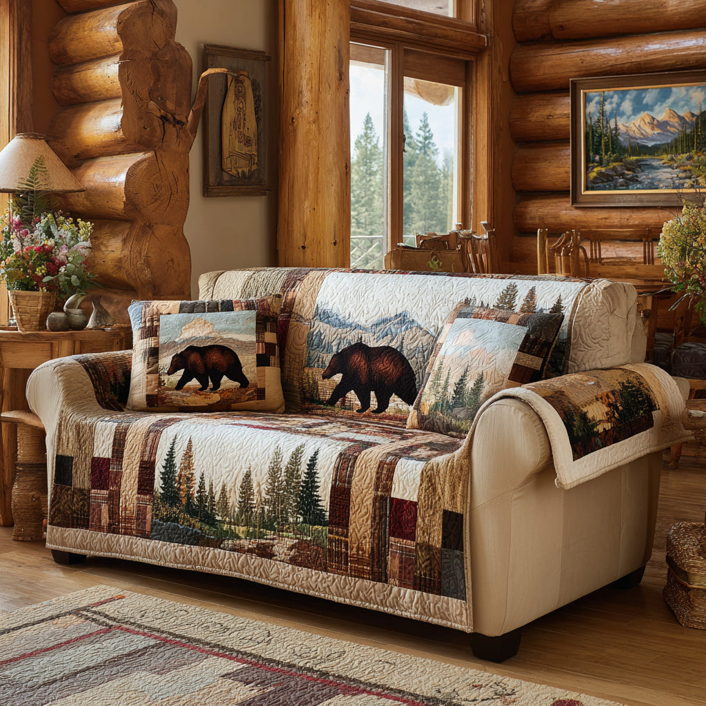 Frontier Pines Quilted Sofa Cover Natural Room Decor Best Room Decor Gifts - Tradiviet