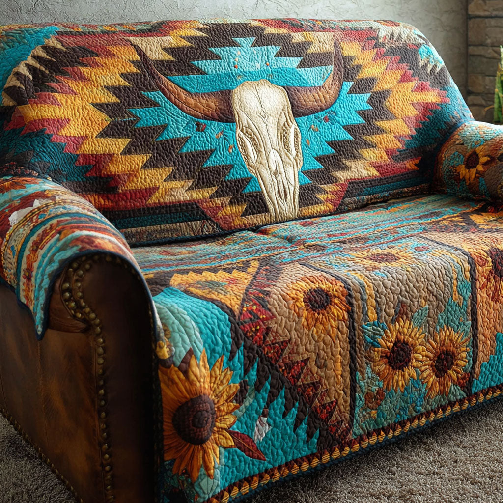 Frontier Skull Quilted Sofa Cover Simple Room Decor Gift For Home Decorators - Tradiviet