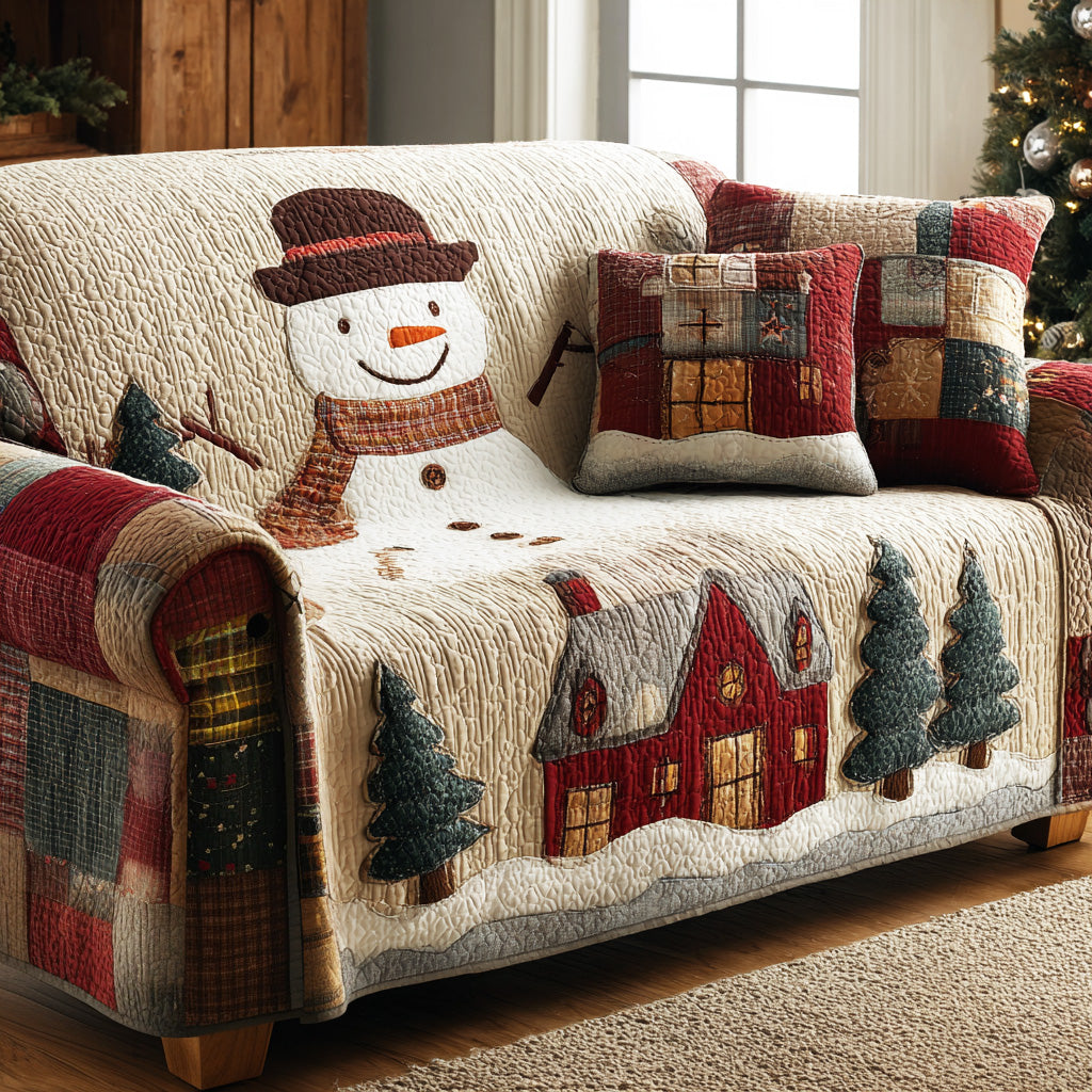 Frost Garden Cheer Quilted Sofa Cover Room Decor For Room Gifts For New Homes - Tradiviet