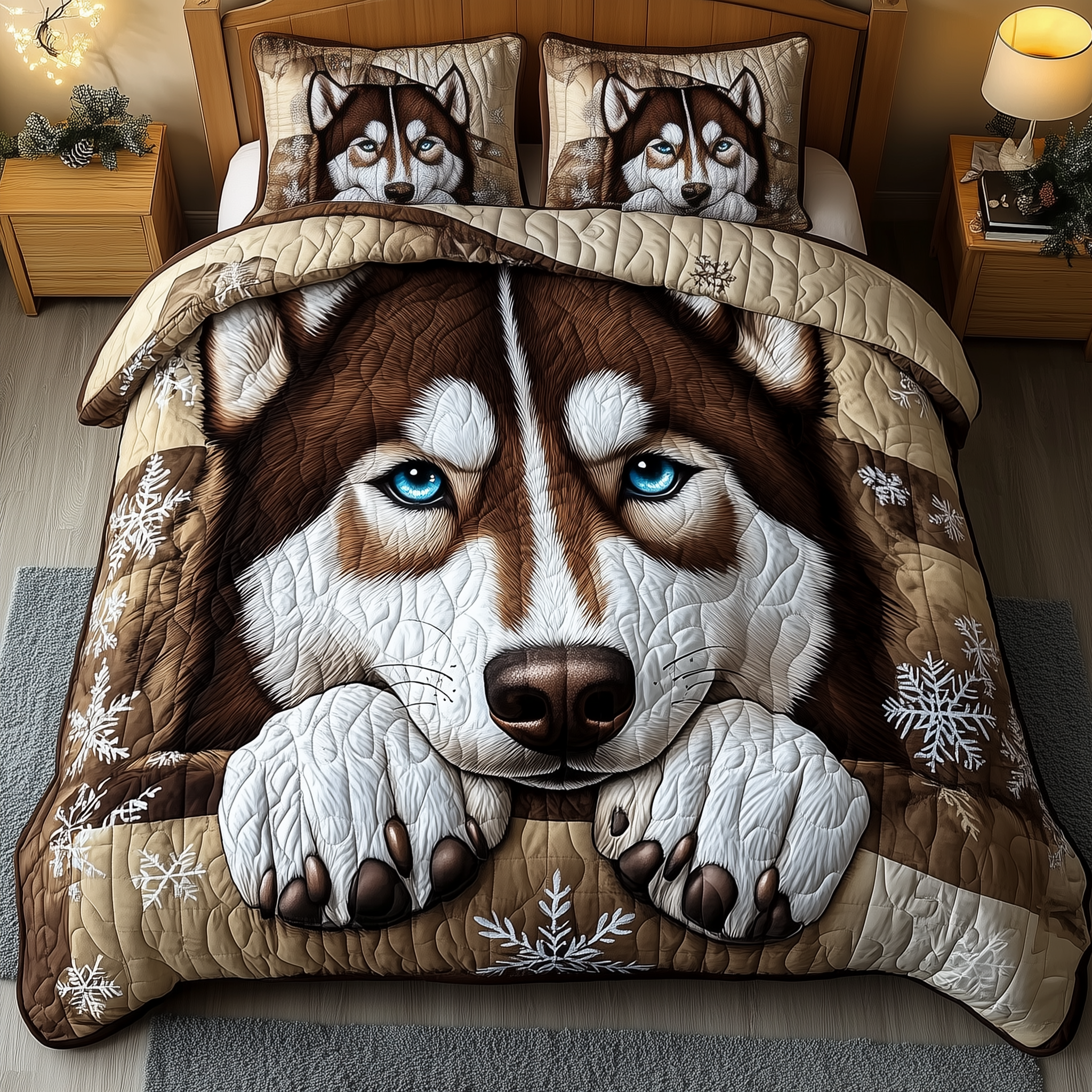 Frosted Husky Dreams Quilted Bedding Set Frosted Husky Nook Gift For Frosted Husky - Tradiviet