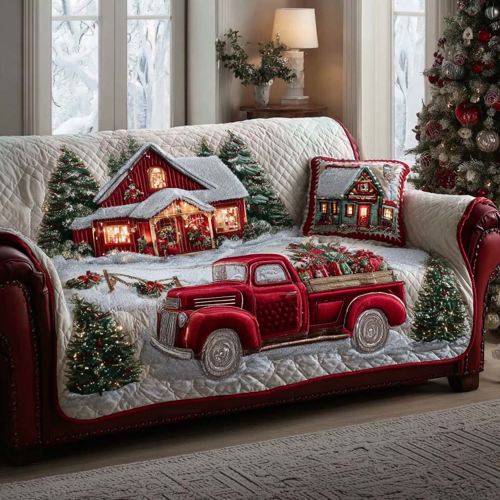 Frosted Journey Quilted Sofa Cover Winter Home Couch Cover Gift For New Home - Tradiviet