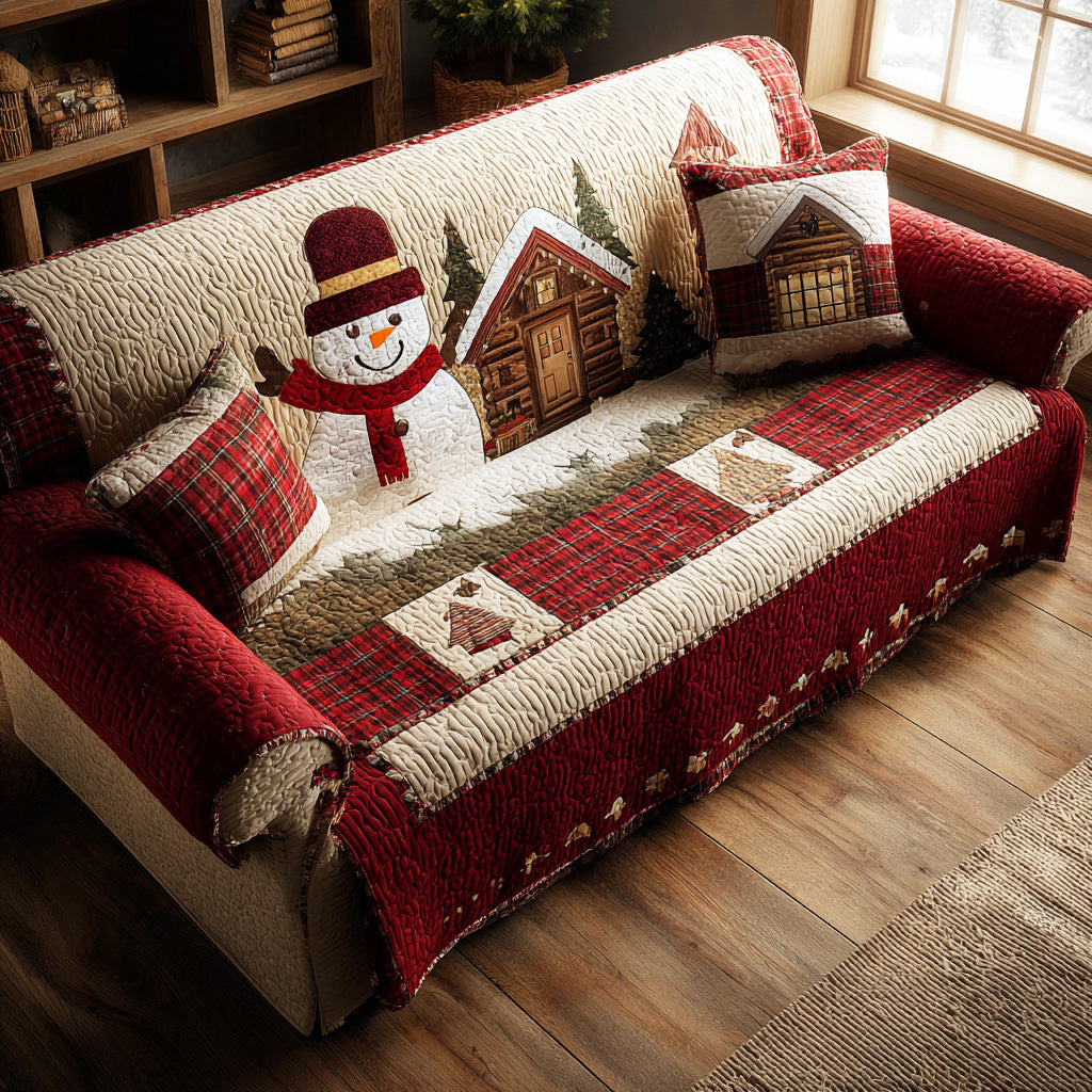 Frosty Village Joy Quilted Sofa Cover Home Room Decor Ideas Cozy Housewarming Gift Ideas - Tradiviet