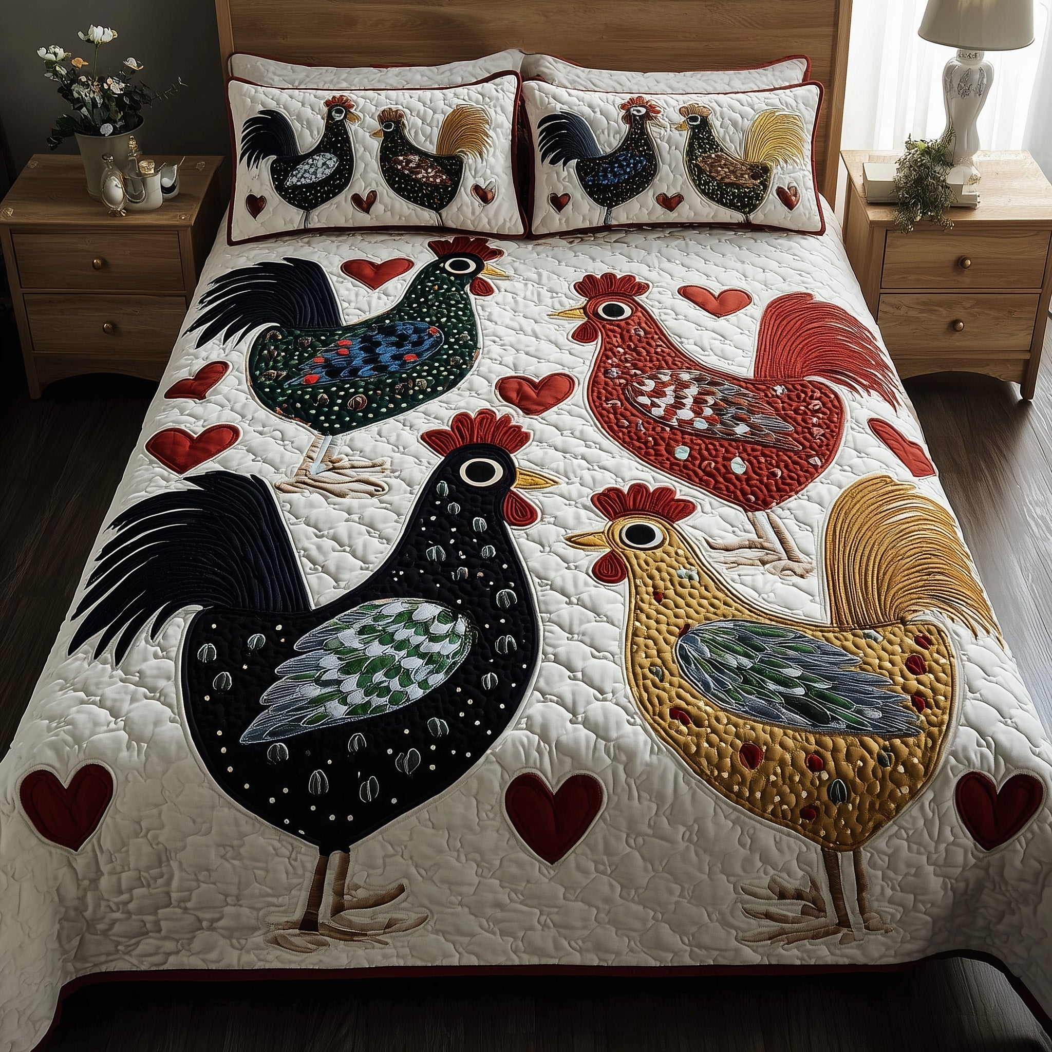 Funky Chicken Quilted Bedding Set Funky Chicken Celebration Gift For Funky Chicken - Tradiviet
