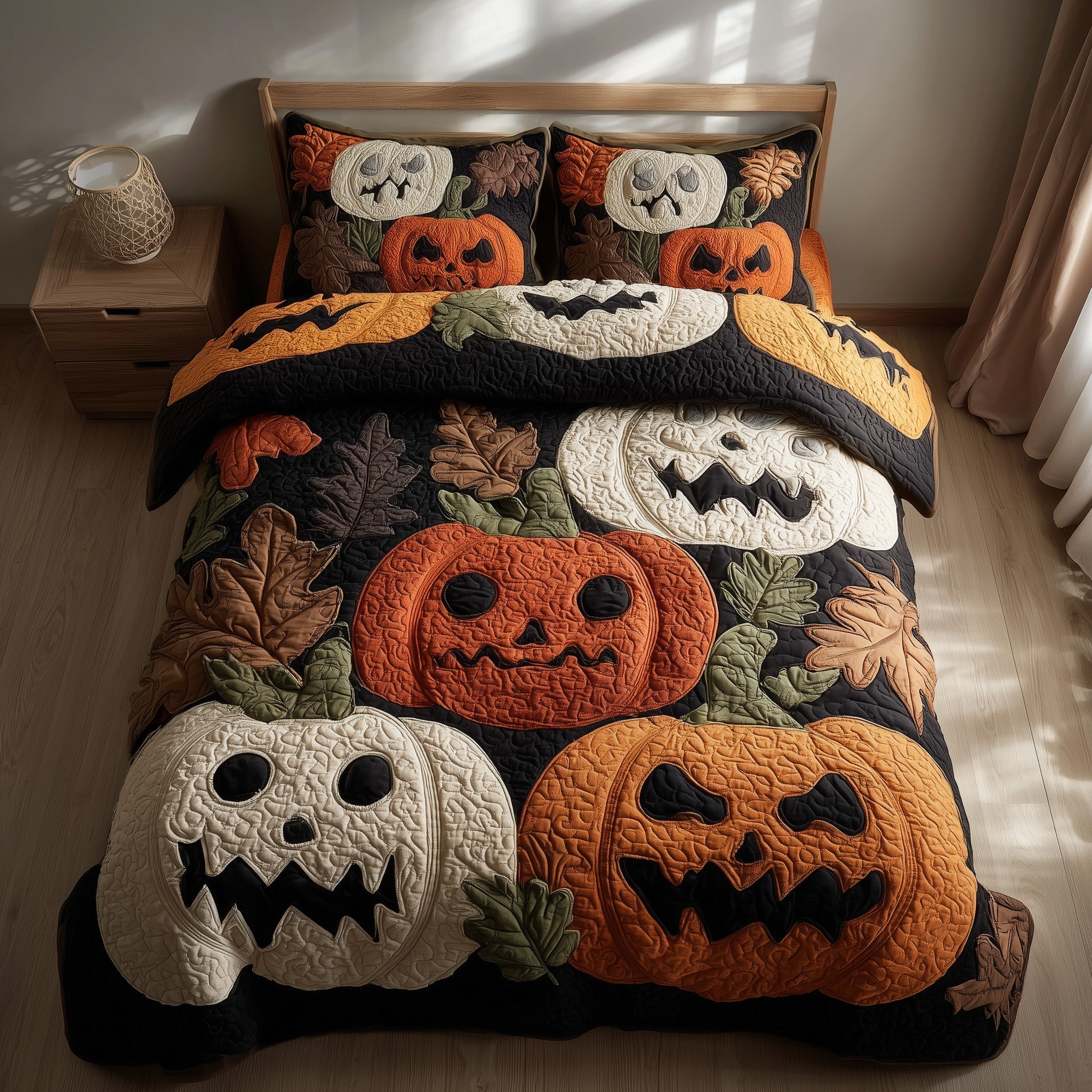 Funky Pumpkin Quilted Bedding Set Funky Pumpkin Classic Gift For Funky Mom - Tradiviet