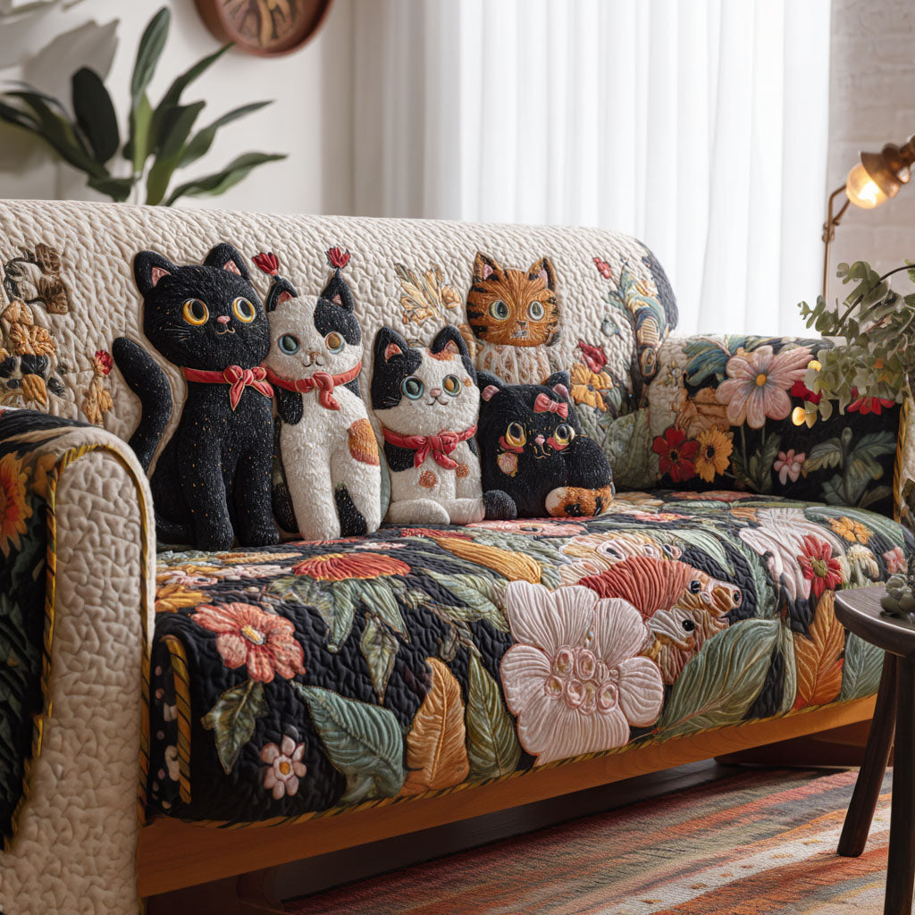 Furry Comfort Quilted Sofa Cover Natural Home Room Decor Home Gifts For Him - Tradiviet