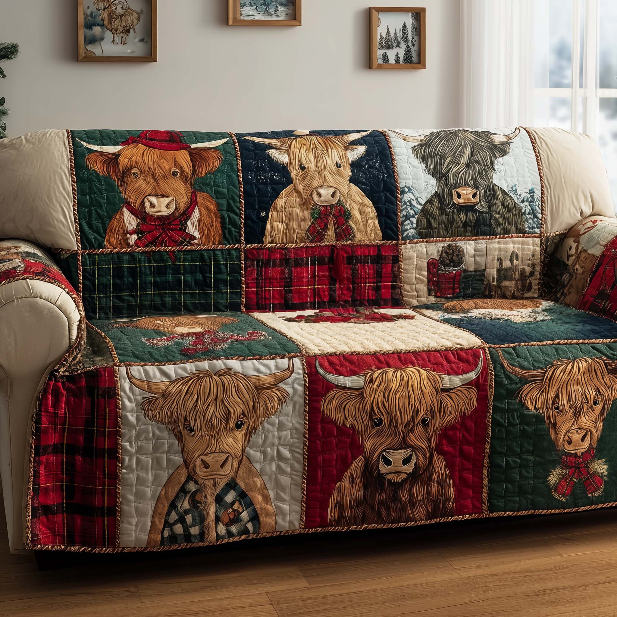 Fuzzy Highland Quilted Sofa Cover Rustic Home Couch Cover Great Home Decor Finds - Tradiviet