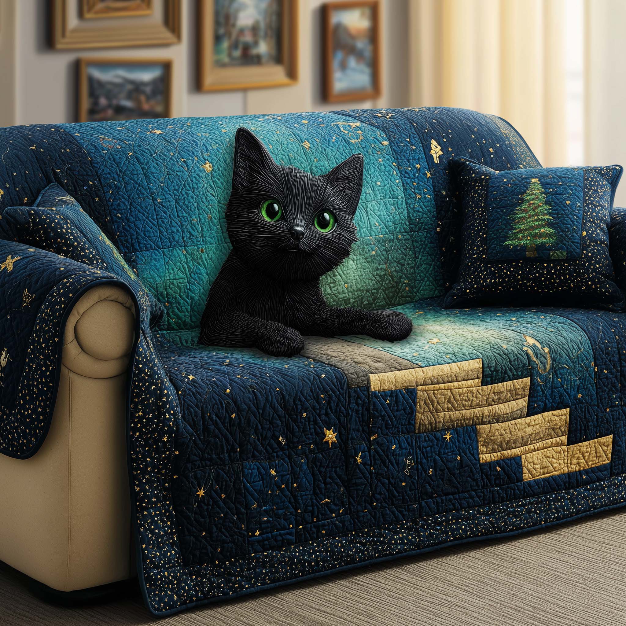 Galaxy Cat Quilted Sofa Cover Cat Home Couch Cover Gifts For Deer Hunters - Tradiviet