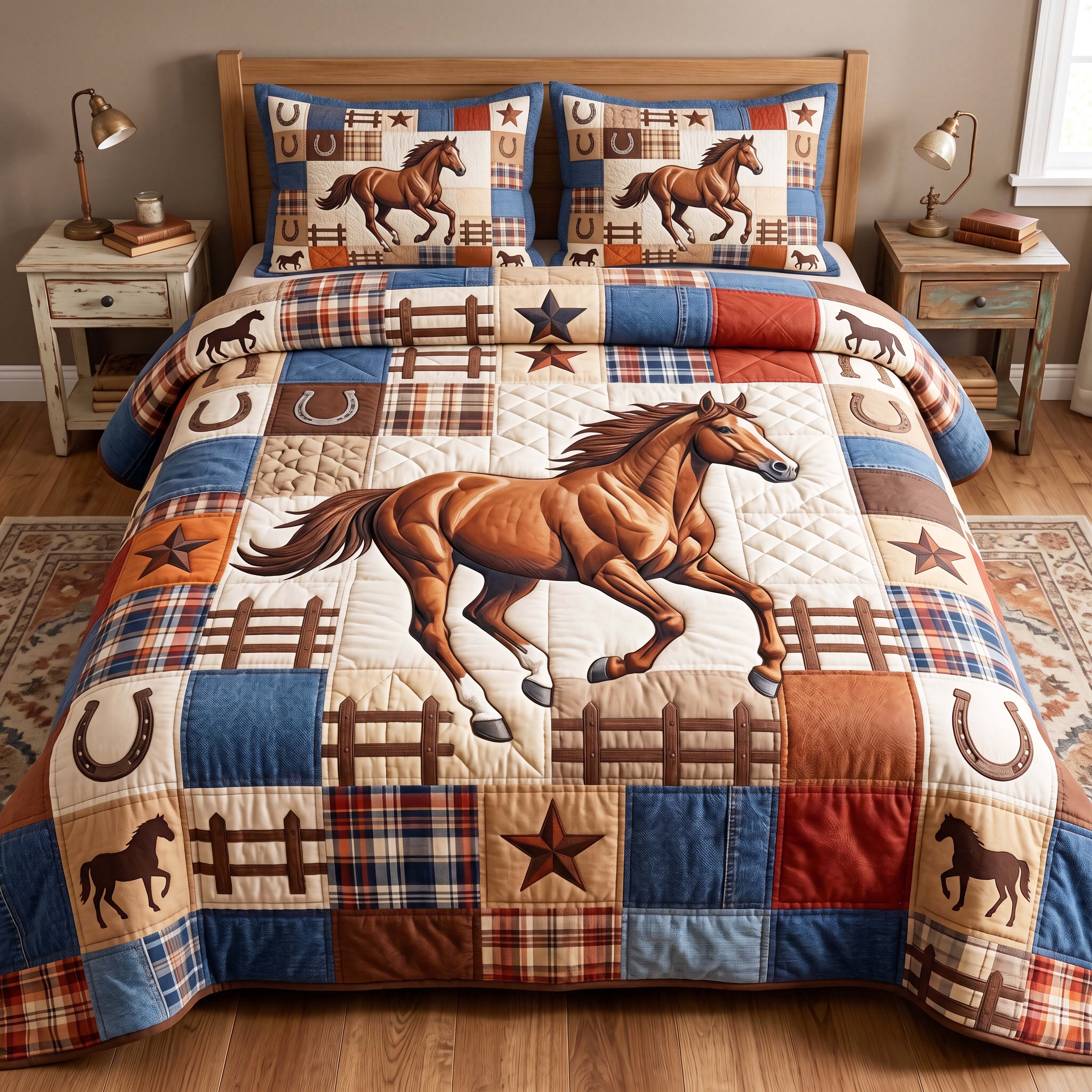 Gallop Patchwork Quilted Bedding Set Gallop Patchwork Finish Gift For Gallop Patchwork - Tradiviet