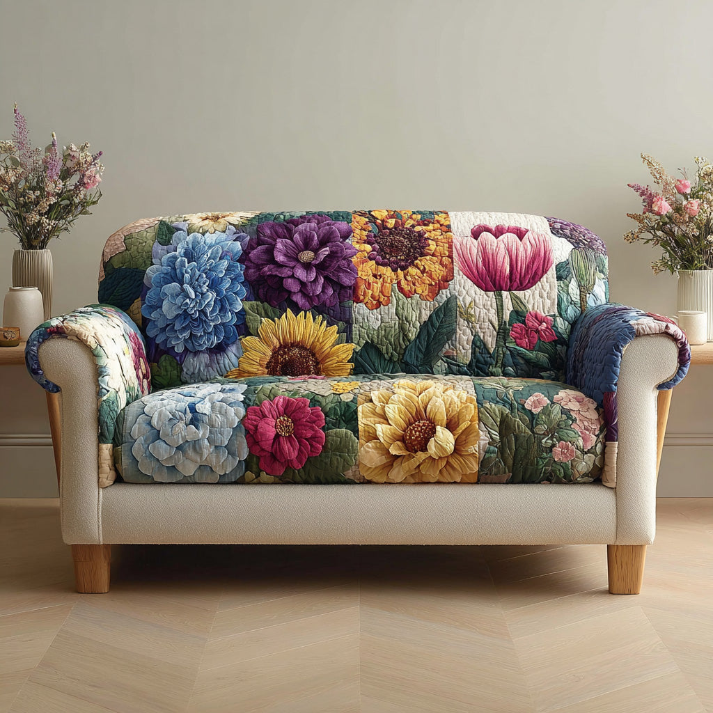 Garden Harmony Quilted Sofa Cover Simple Room Decor House Lover Gift Ideas - Tradiviet