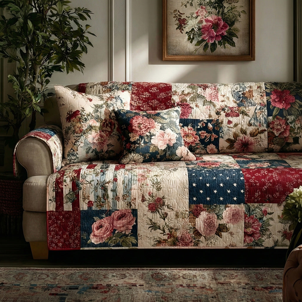 Garden Heirloom Quilted Sofa Cover Farmhouse Room Decor Gifts For Home Lovers - Tradiviet
