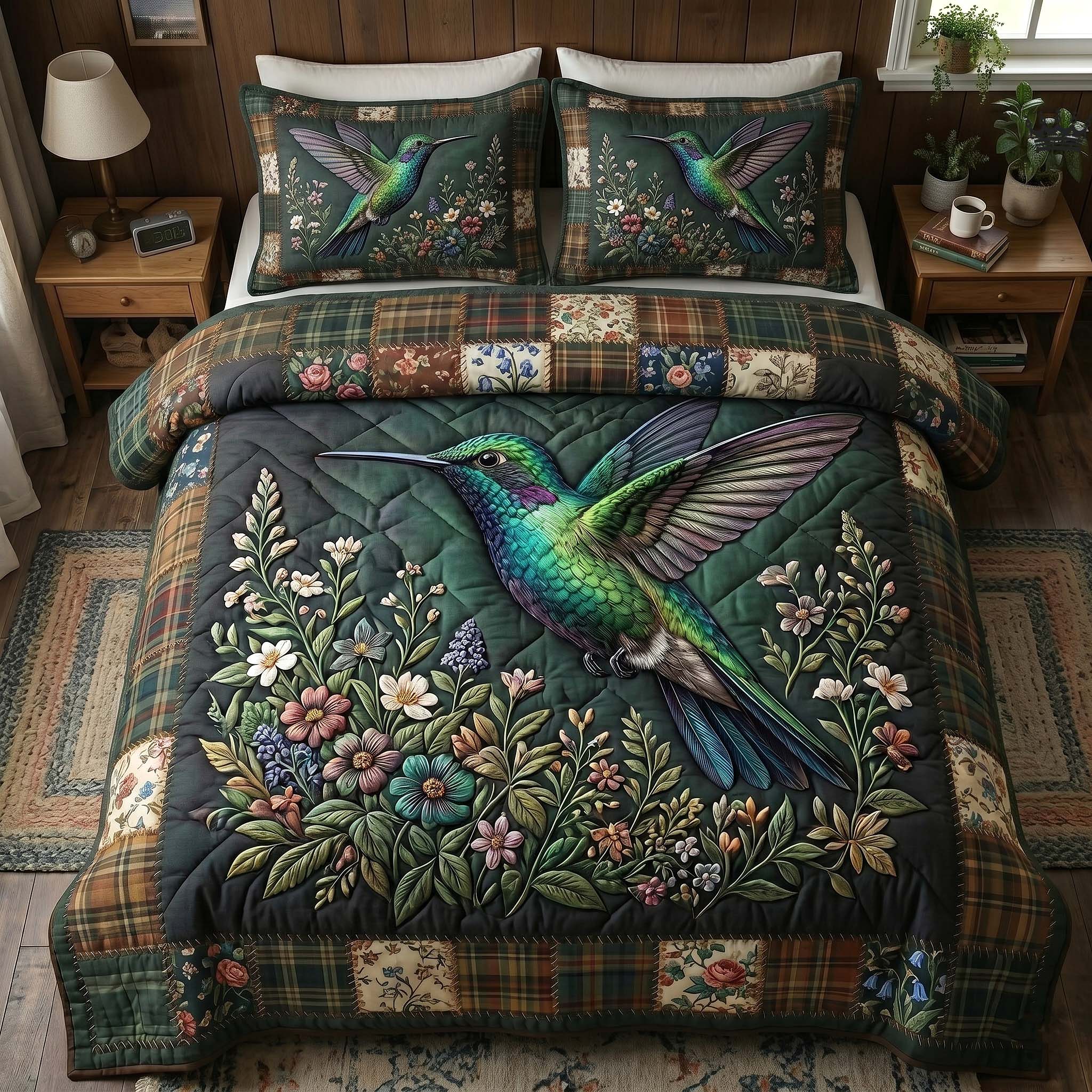 Garden Hummer Quilted Bedding Set Garden Hummer Stitch Gift For Garden Hummer - Tradiviet