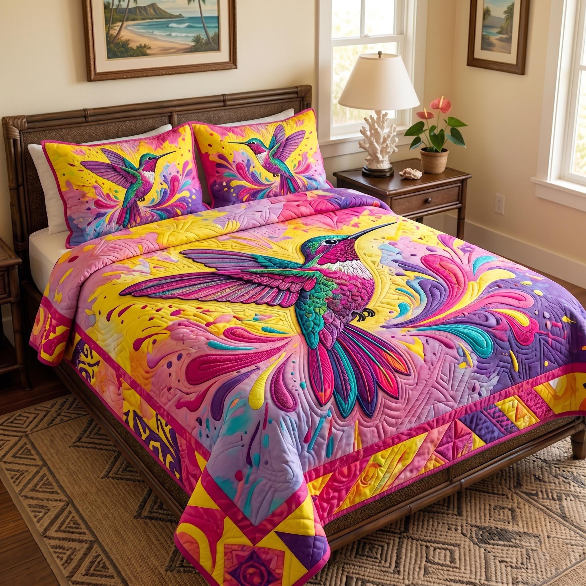 Garden of Wings Quilted Bedding Set Garden Wings Vision Gift For Garden Wings - Tradiviet