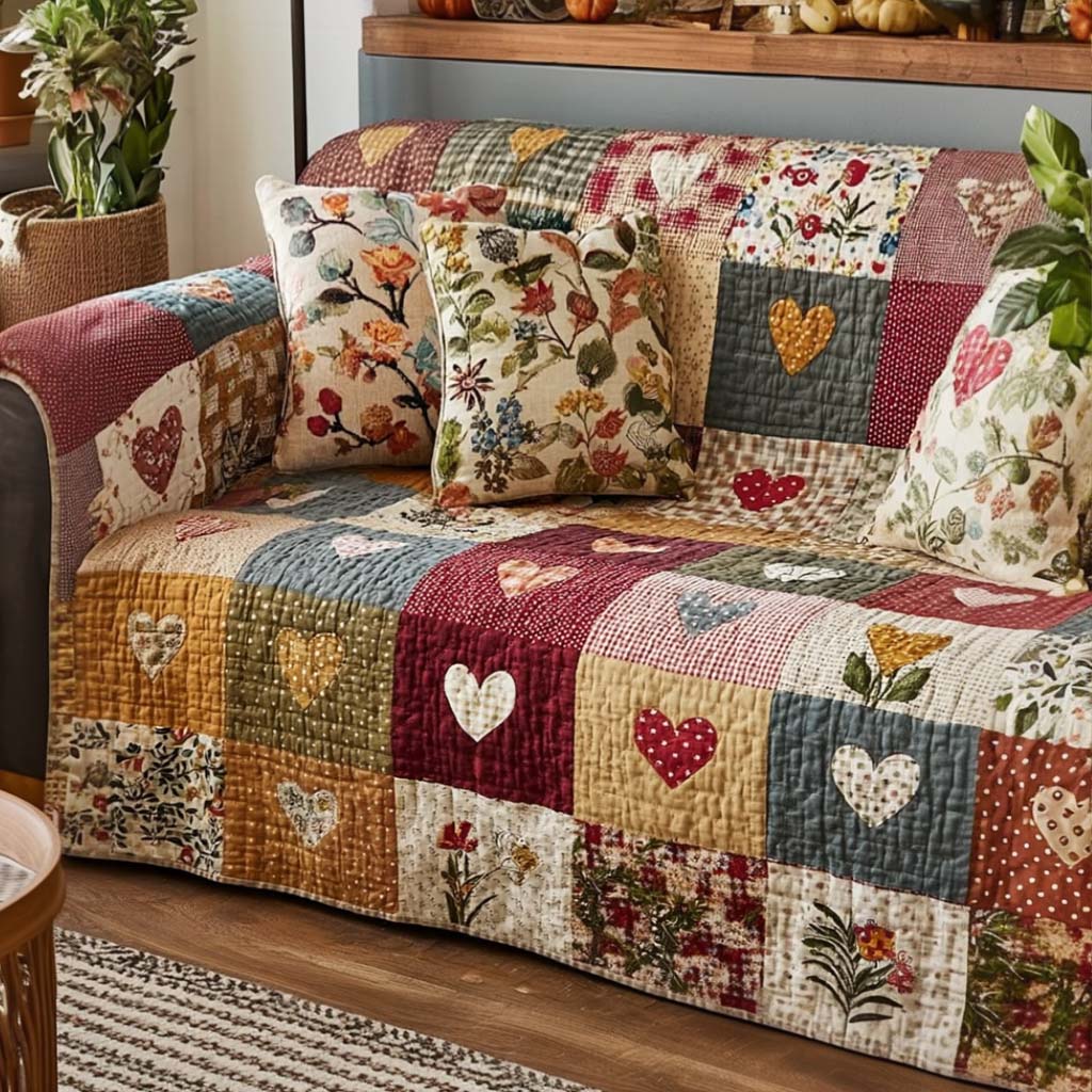 Garden Patch Quilted Sofa Cover Rustic Room Decor Cool Room Decor Gifts - Tradiviet