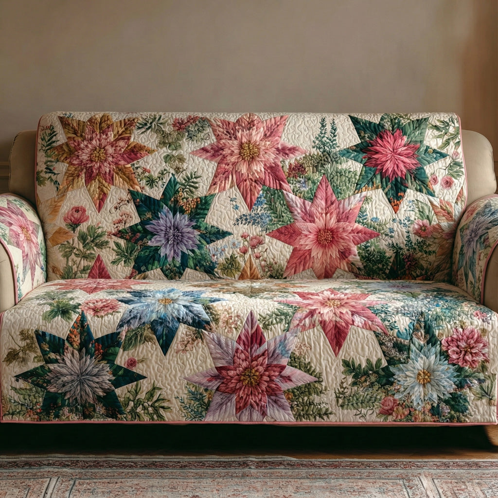 Garden Radiance Star Quilted Sofa Cover Neutral Home Room Decor Best Housewarming Gift Ideas - Tradiviet