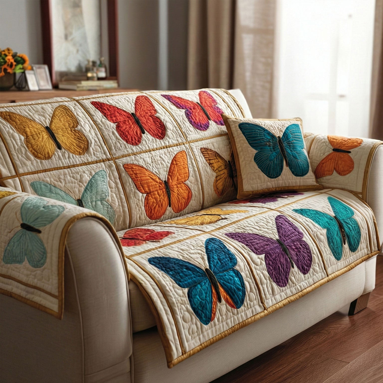 Garden Wings Quilted Sofa Cover Couch Covers Sofa Cover Awesome Butterfly Gifts - Tradiviet