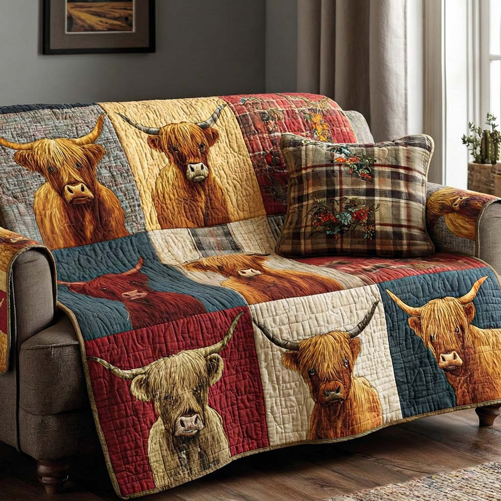 Gentle Countryside Quilted Sofa Cover Home Decor Unique Gifts For Cow Lovers - Tradiviet