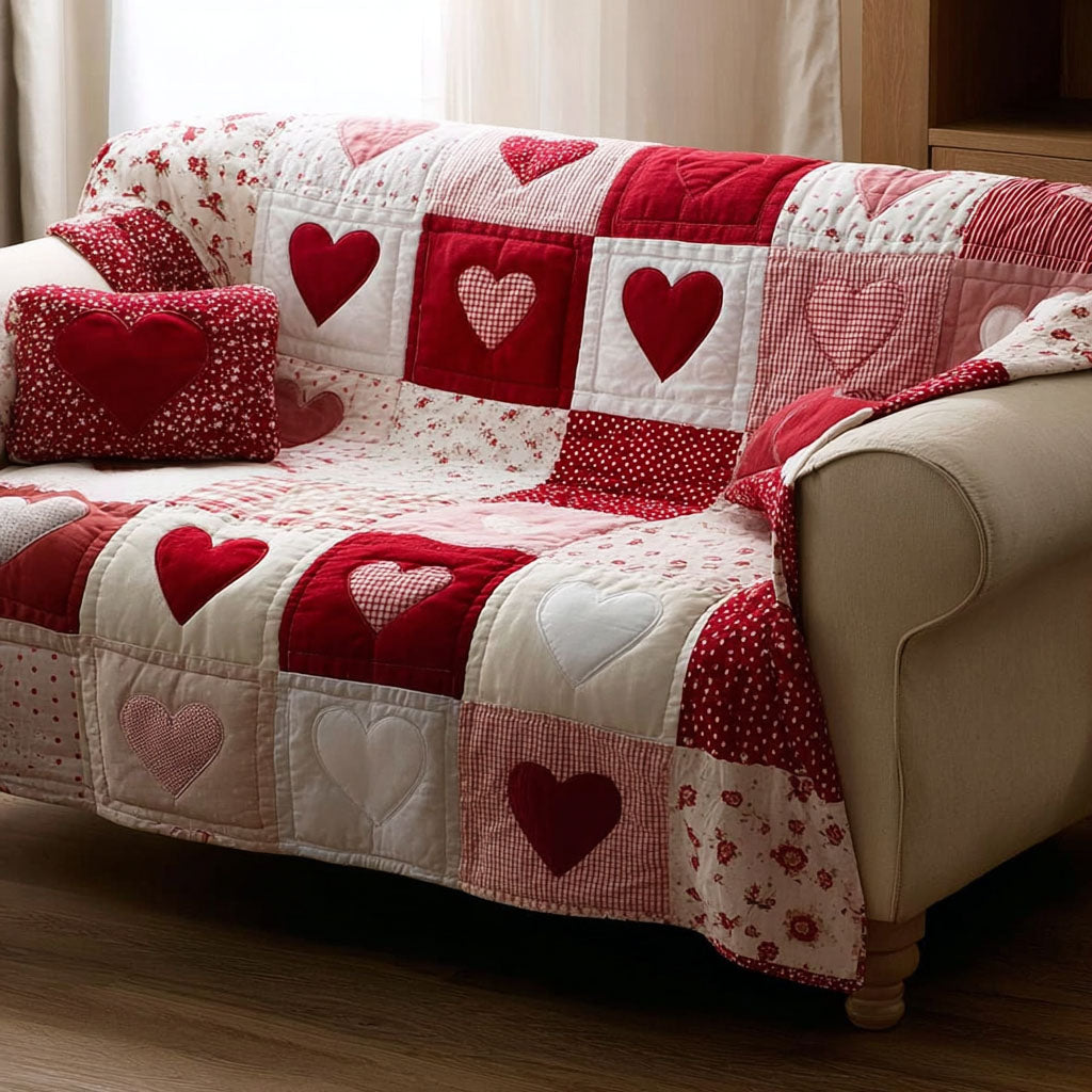 Gentle Love Quilted Sofa Cover Room Room Decor Room Decor Gift Ideas - Tradiviet