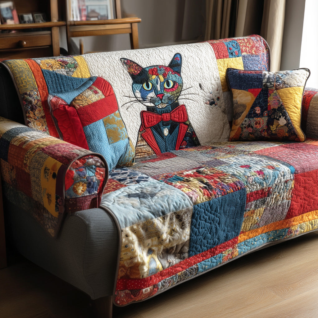 Gentle Meow Quilted Sofa Cover Wall Room Decor Great Housewarming Gift Ideas - Tradiviet