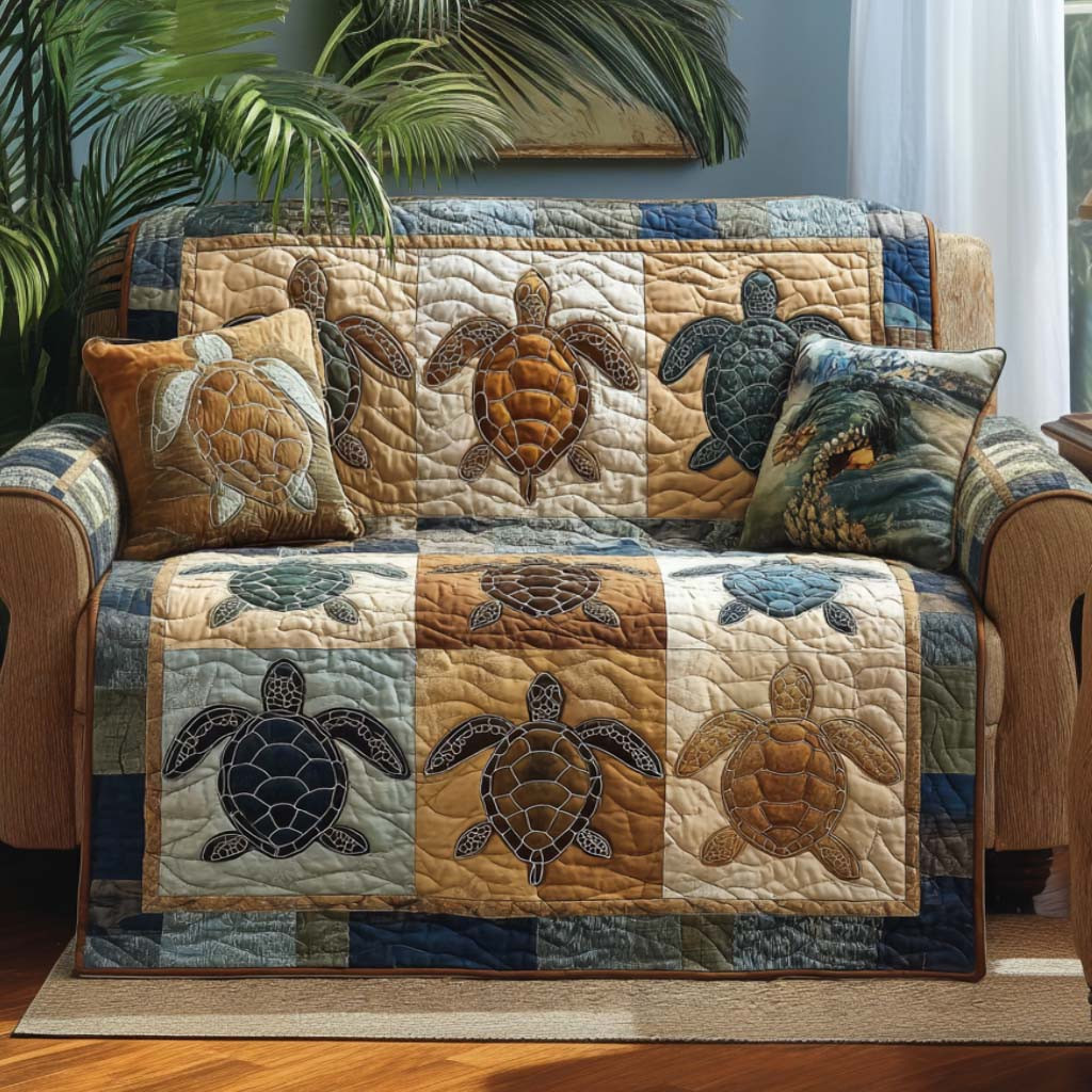 Gentle Shell Quilted Sofa Cover Best Couch Covers Sea Turtle Stuff - Tradiviet