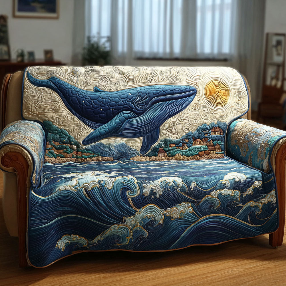 Gentle Whale Quilted Sofa Cover Unique Home Room Decor Perfect Housewarming Gift Ideas - Tradiviet