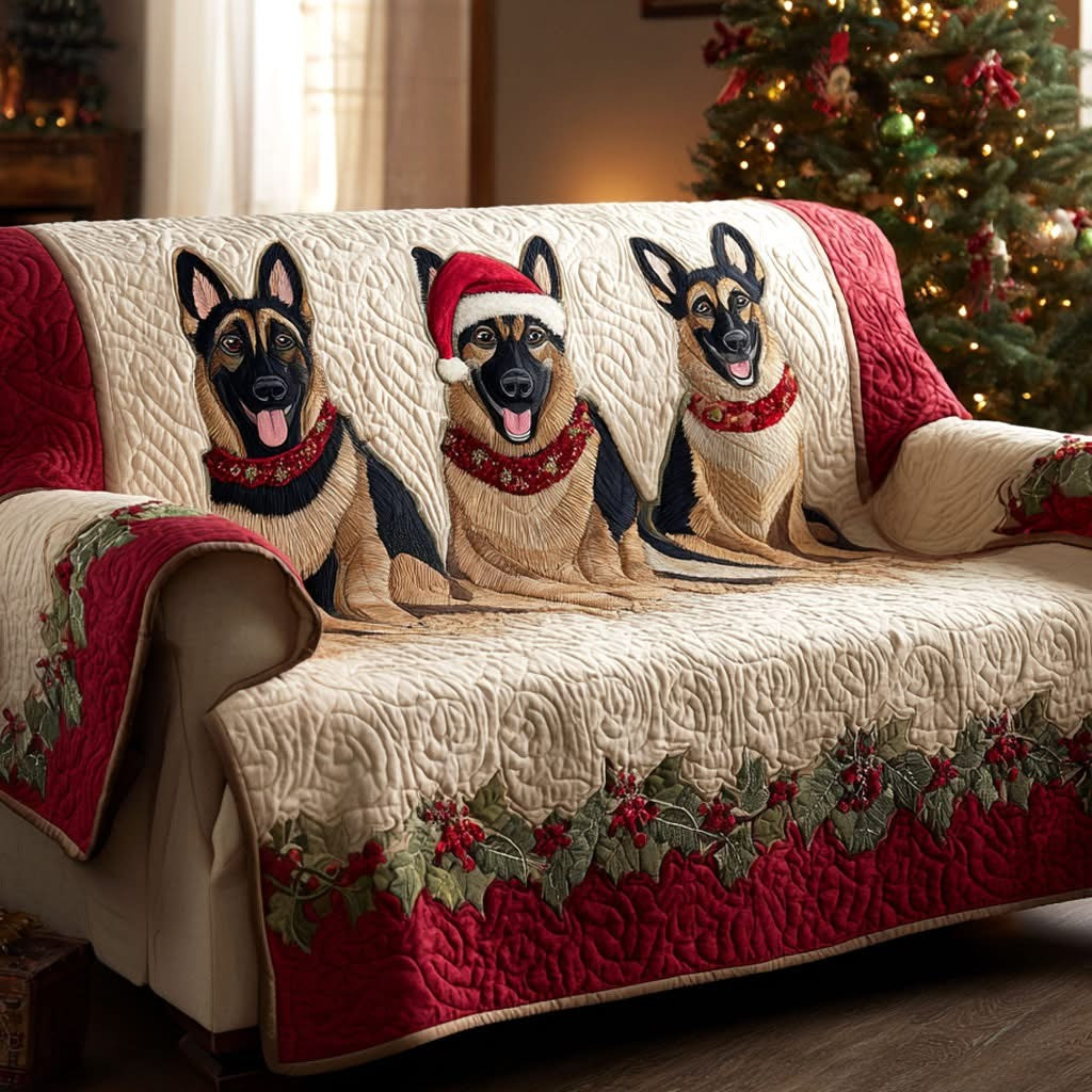 German Shepherd Christmas Quilted Sofa Cover Couch Covers Gift For German Shepherd Lover - Tradiviet