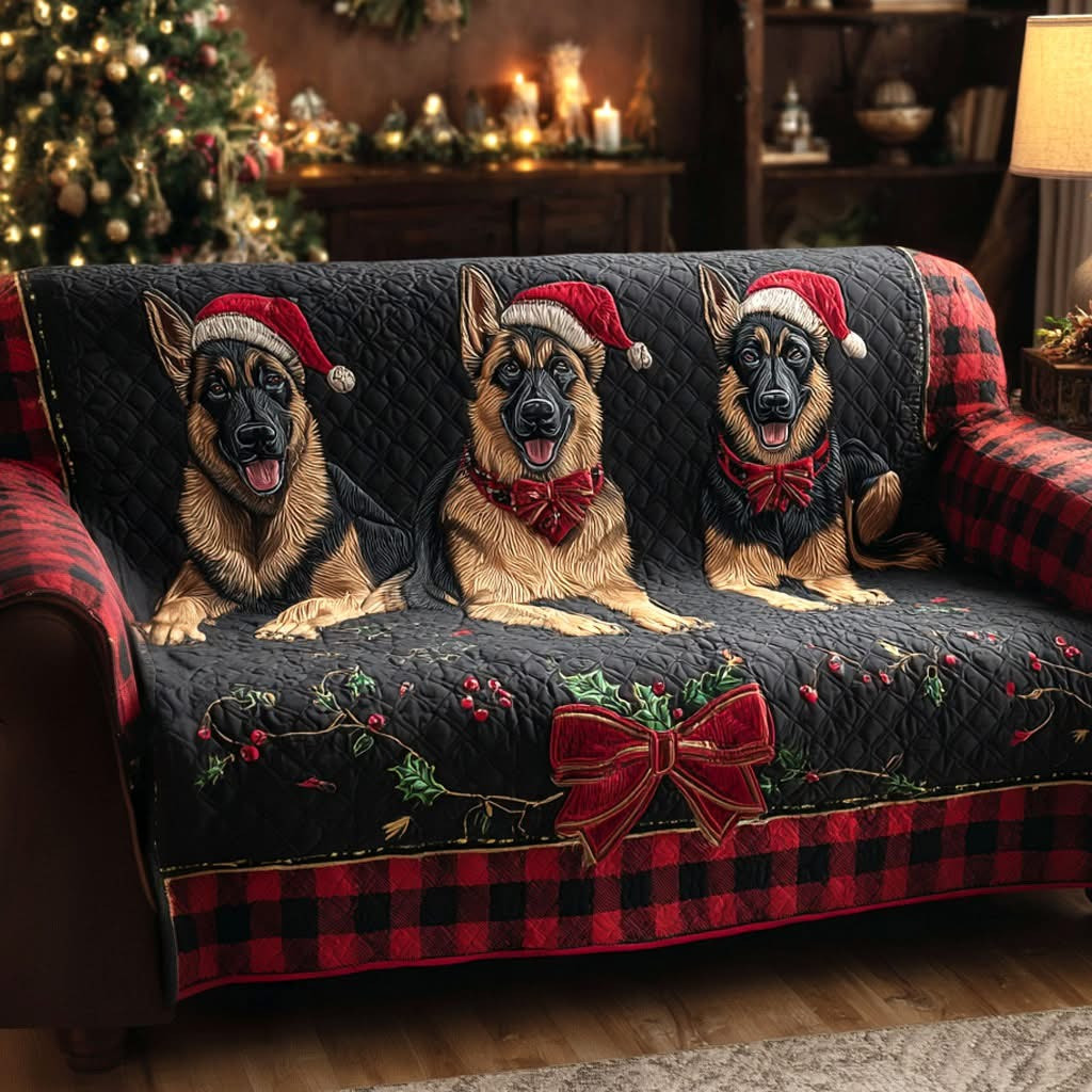 German Shepherd Quilted Sofa Cover Christmas Couch Decor German Shepherd Owner Gifts - Tradiviet