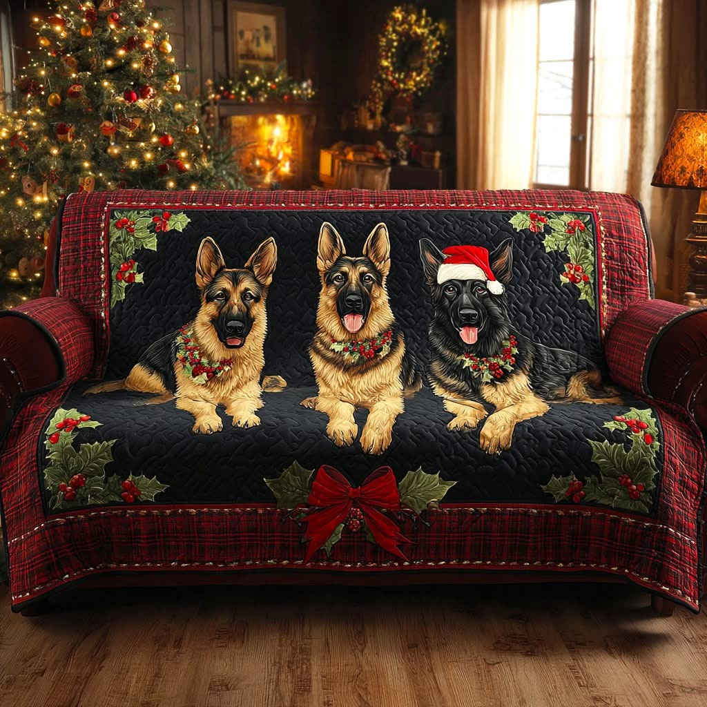 German Shepherd Quilted Sofa Cover Christmas Sofa Covers German Shepherd Owner Gifts - Tradiviet