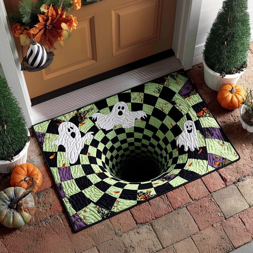 Ghost Haunted Hollow Halloween Doormat Swirl Abyss Hollow Whirl Mat Decorations - Tradiviet
