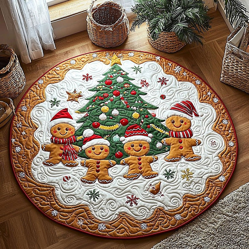 Gingerbread Friends Quilted Round Mat Holiday Home Decor Christmas Gifts For Relative - Tradiviet